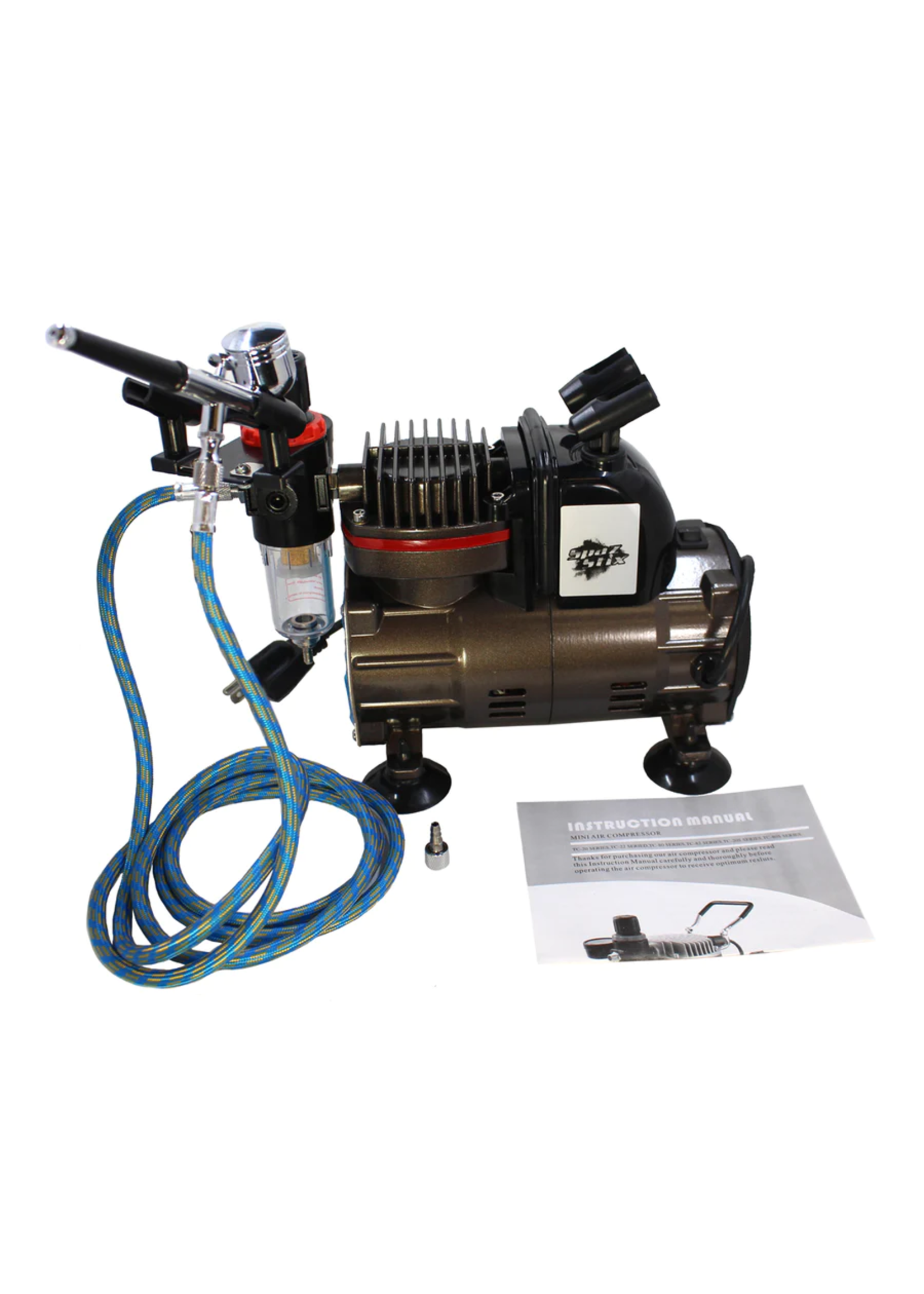 Spaz Stix - Dual Action Gravity Feed Airbrush & Air Compressor