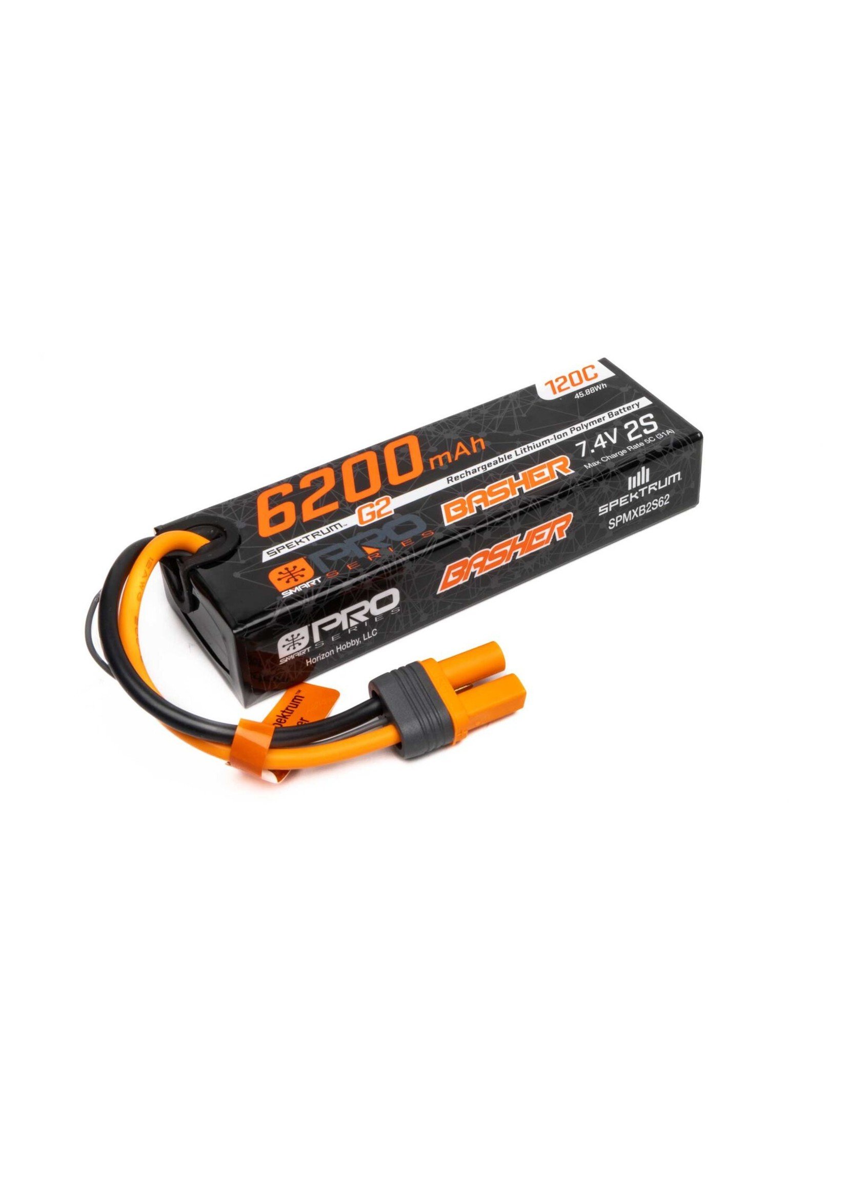 Spektrum SPMXB2S62 - 6200mAh 2S 7.4V 120C Smart Pro Basher LiPo Battery: IC5