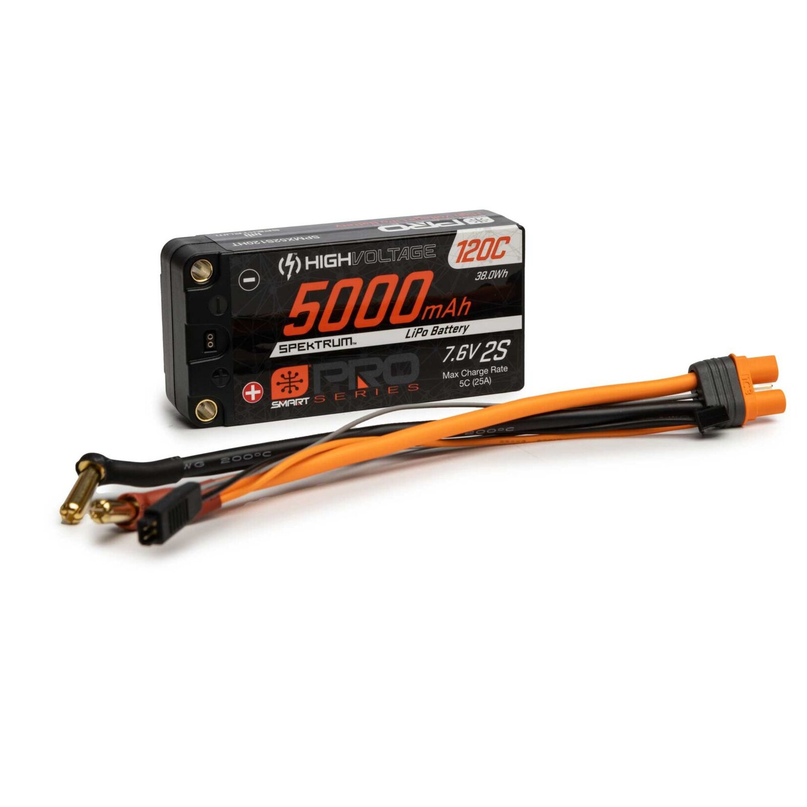 Spektrum SPMX52S120HT - 5000mAh 2S 7.6V 120C  Smart Pro Race HV LiPo: 5mm
