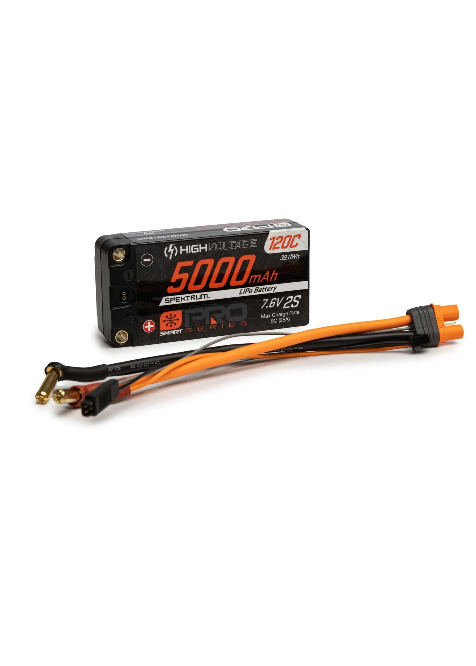 Spektrum SPMX52S120HT - 5000mAh 2S 7.6V 120C  Smart Pro Race HV LiPo: 5mm