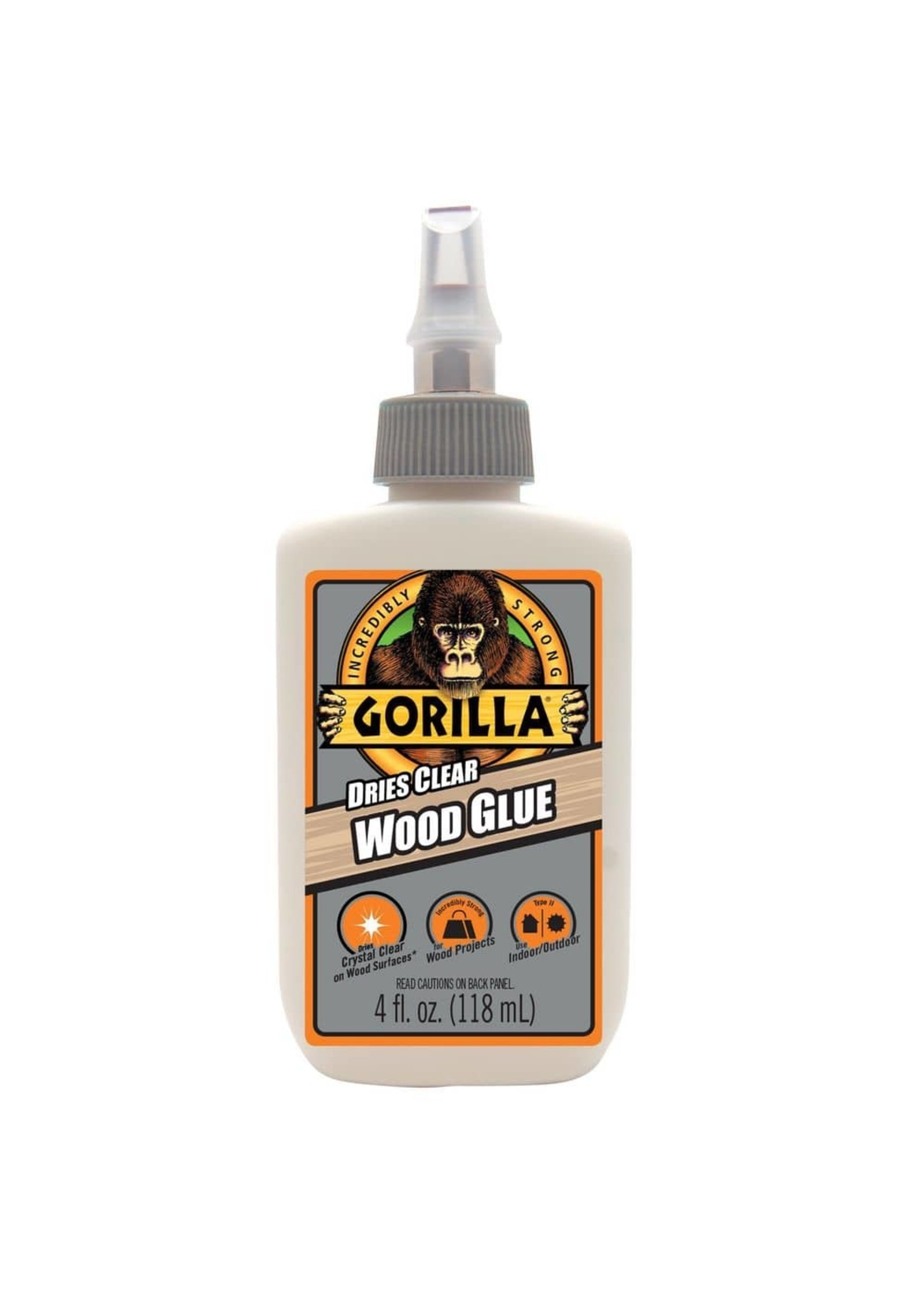 Gorilla Glue 109788 - Gorilla "Dries Clear" Wood Glue (4oz)