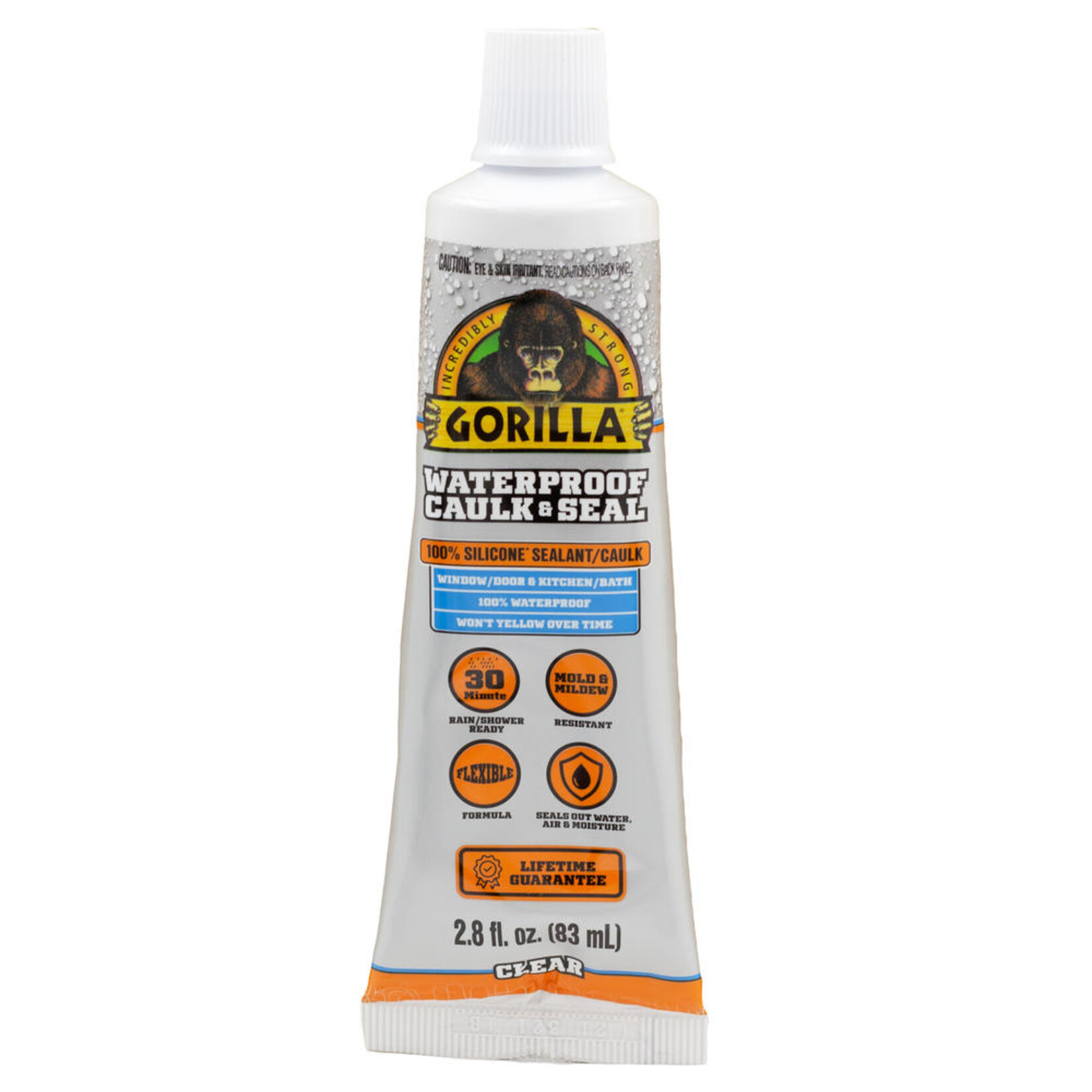 Gorilla Glue 108324 - Gorilla Waterproof Caulk & Seal - Clear (2.8oz)
