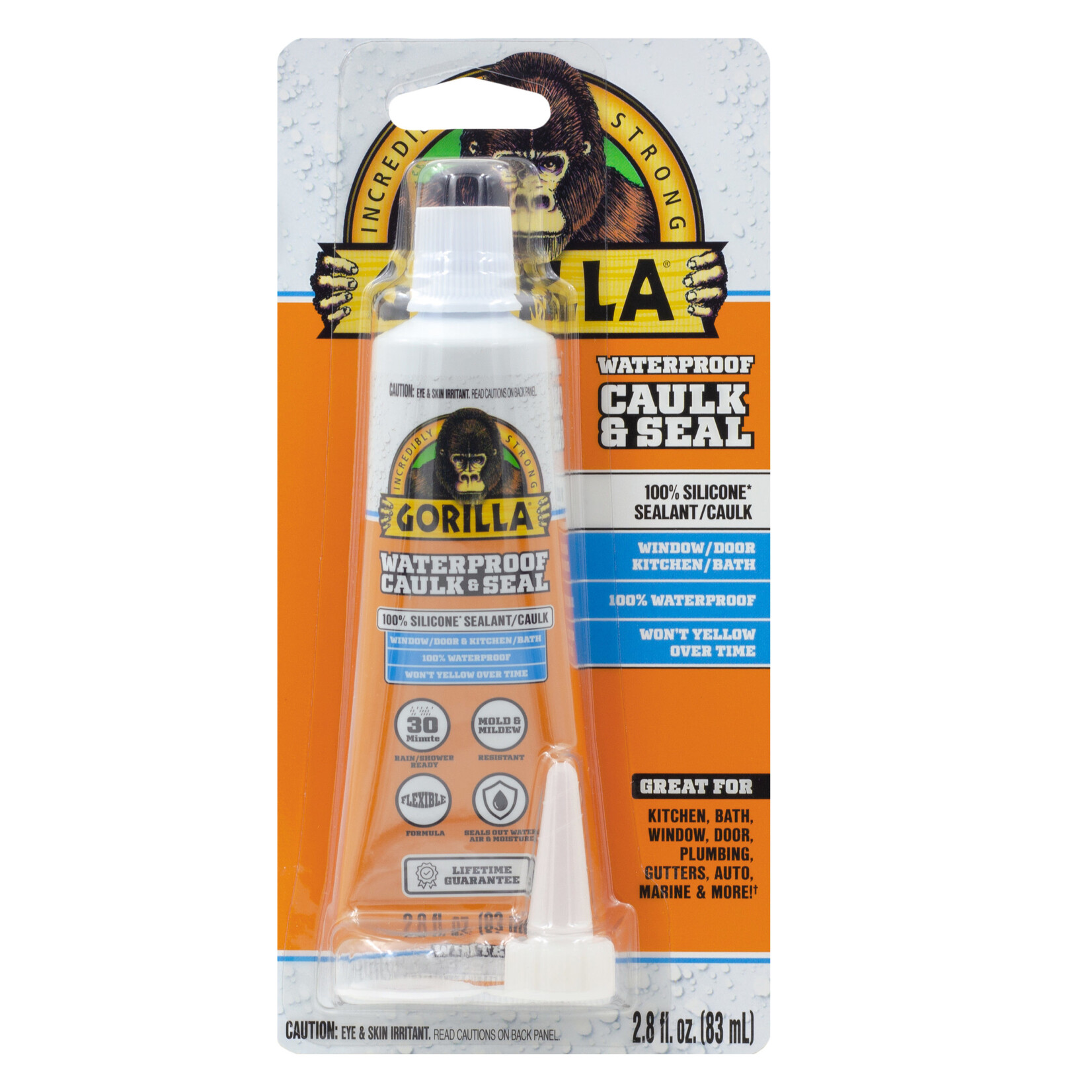 Gorilla Glue 108329 - Gorilla Waterproof Caulk & Seal - White (2.8oz)