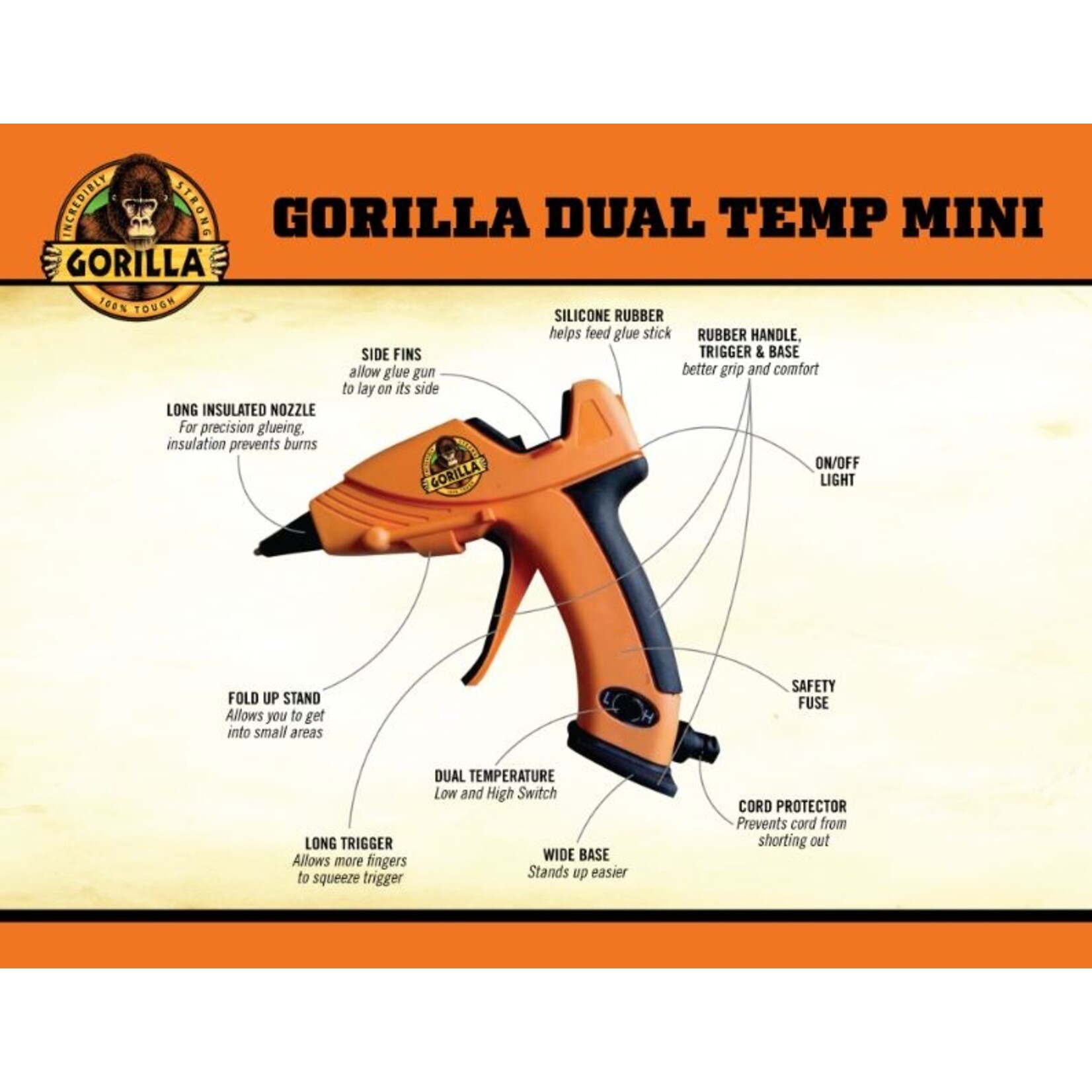Gorilla Glue 8401502 - Gorilla Dual Temp Mini Hot Glue Gun