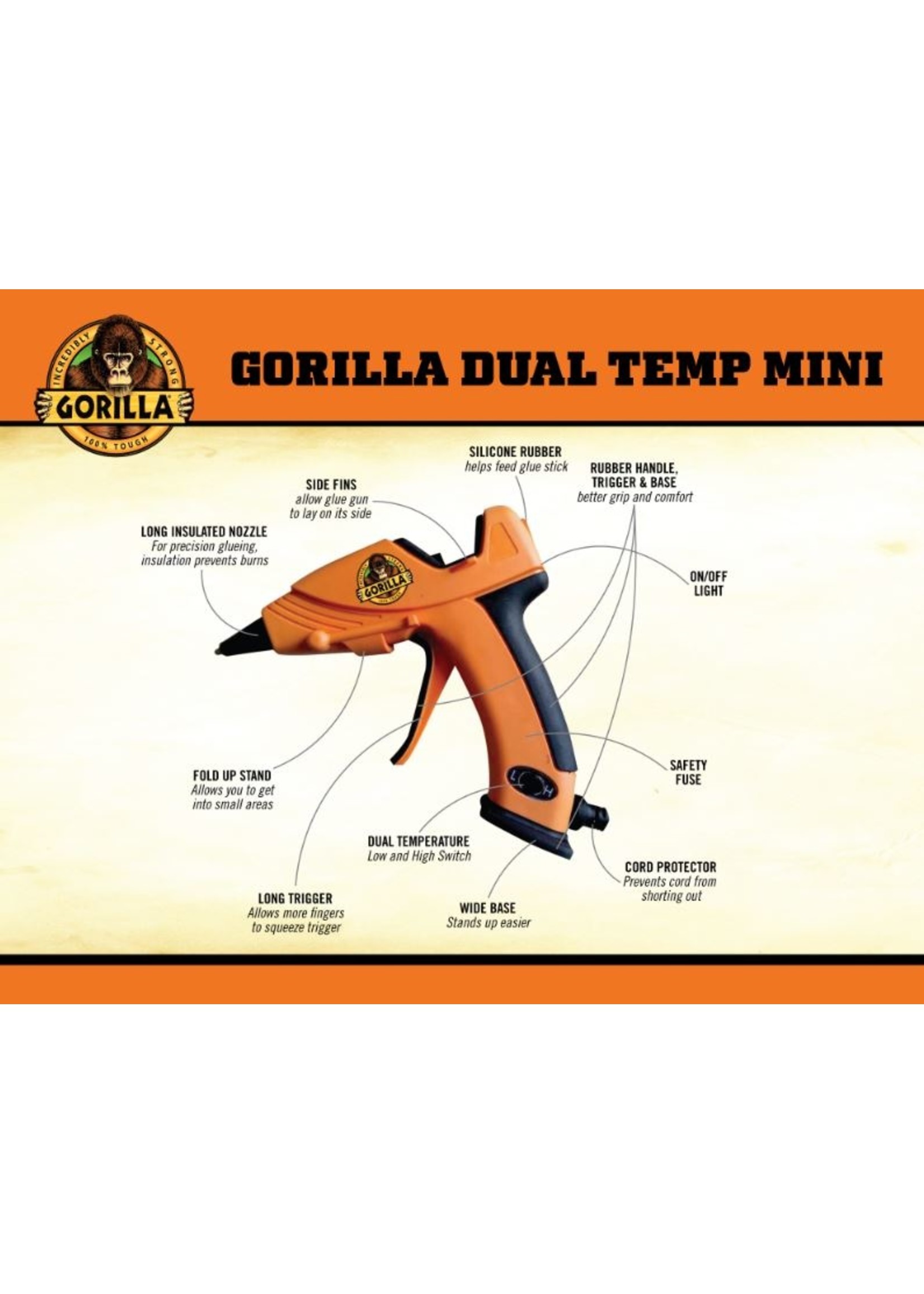Gorilla Glue 8401502 - Gorilla Dual Temp Mini Hot Glue Gun