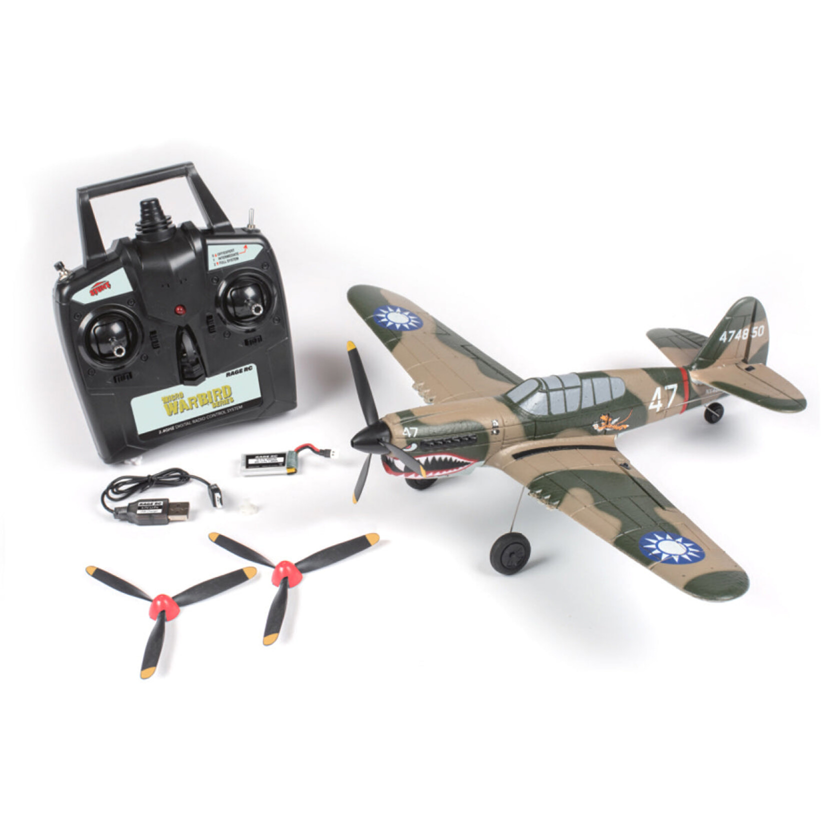 Rage RC RGRA1305 - Curtiss P-40 Warhawk Micro RTF Airplane With PASS