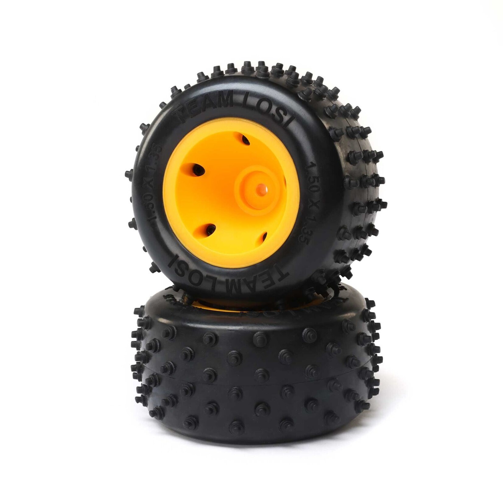 Losi Mini JRXT 6 Row Rear Tires, Mounted - Orange