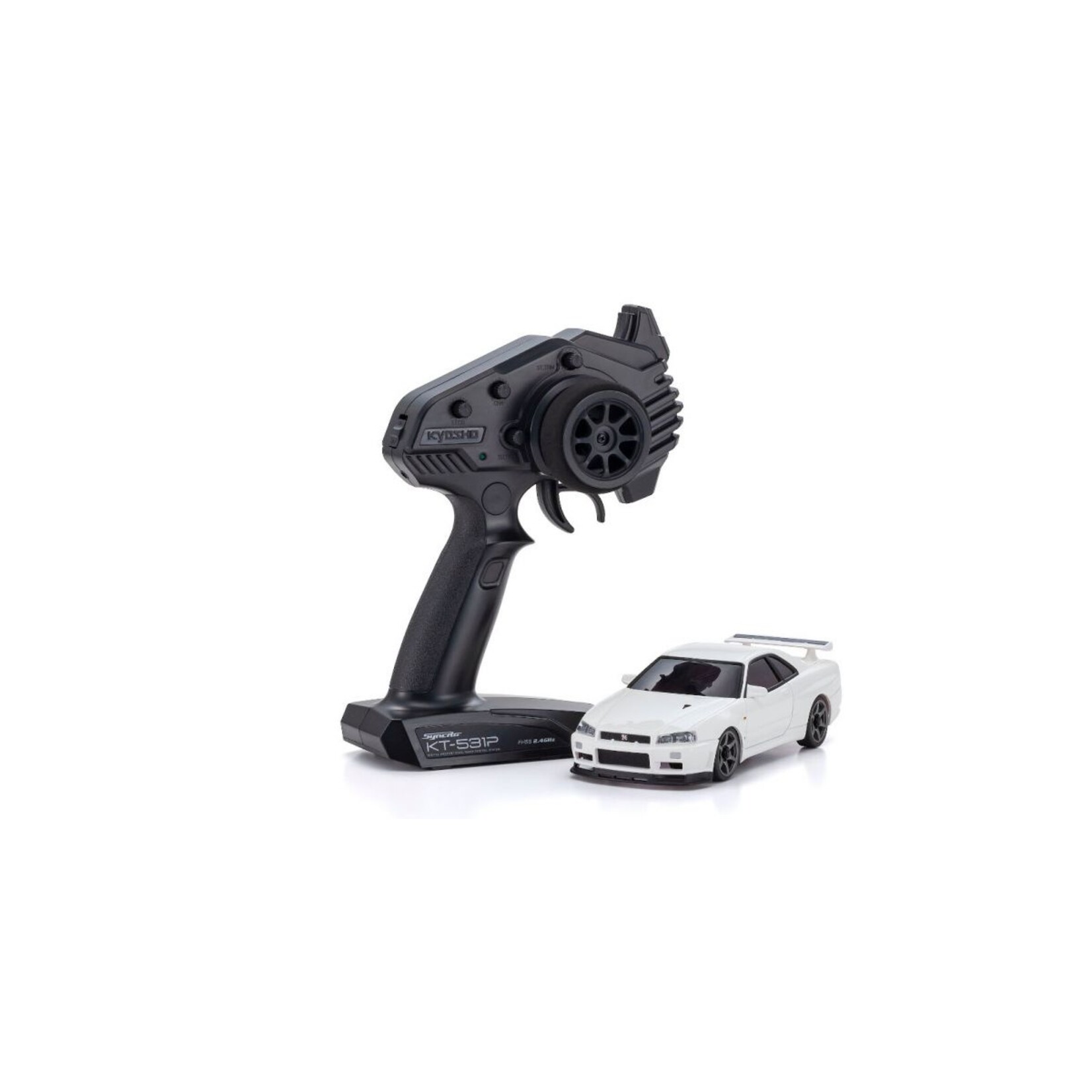 Kyosho MINI-Z AWD Skyline GT-R V.spec II Nur (R34), White - Readyset