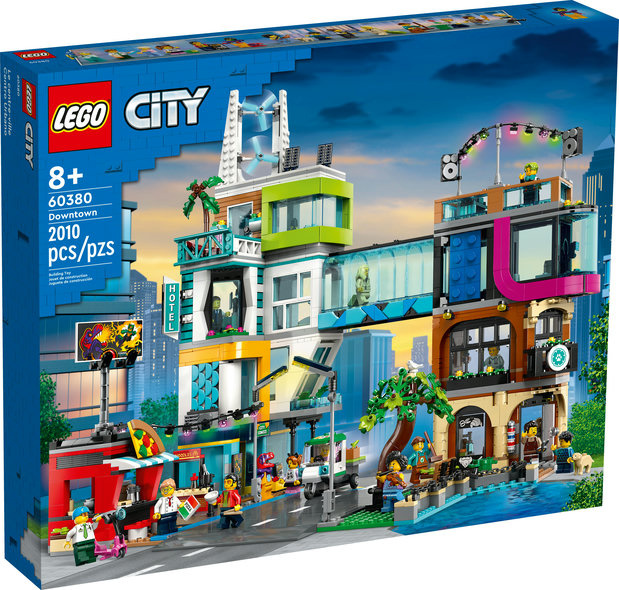 LEGO 60380 City Downtown, Modular Building Set, Casa Giocattolo con Stanze  Combinabili, Negozio di Giocattoli, Barbiere, Studio