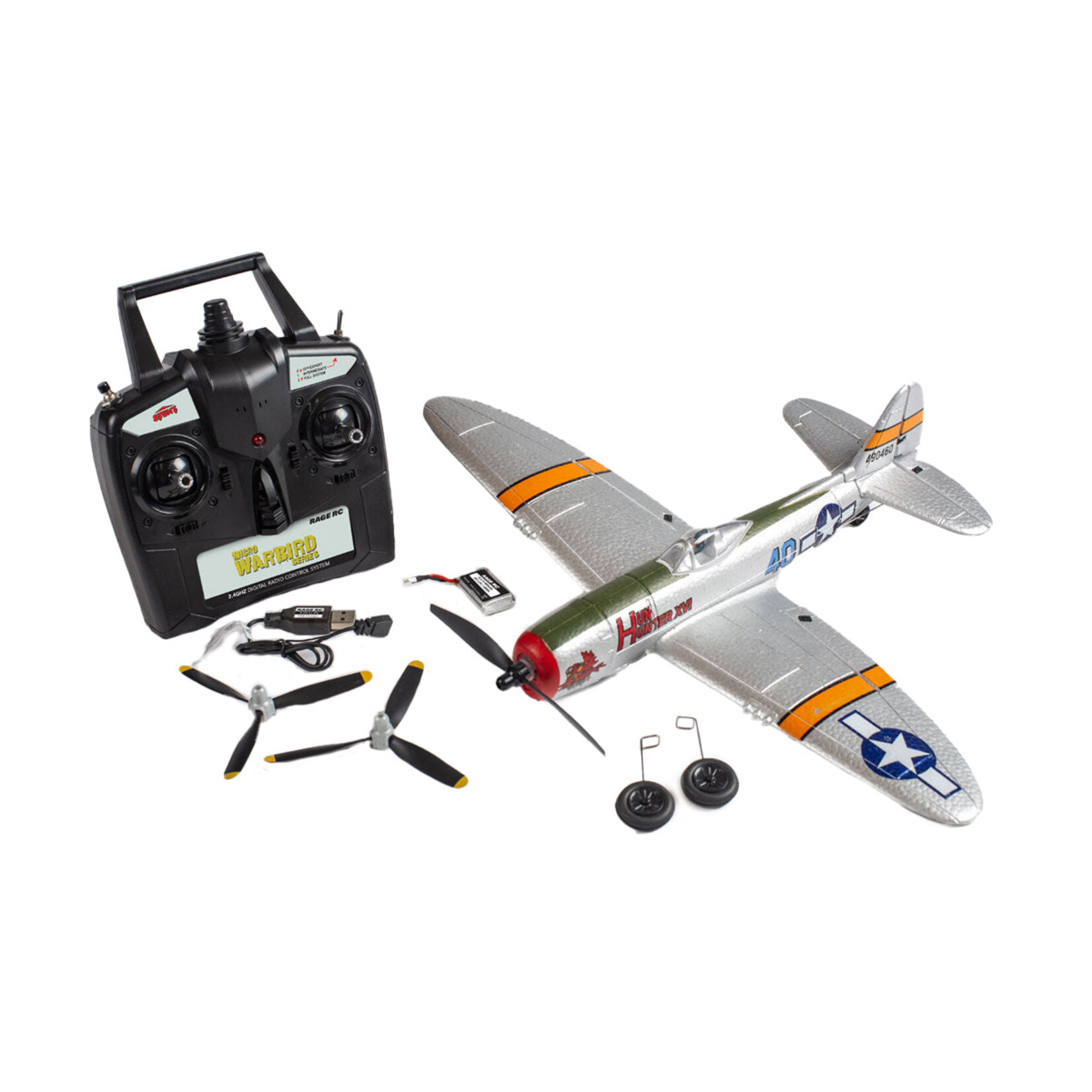 Rage RC RGRA1307 - P-47 Thunderbolt Micro RTF Airplane With PASS