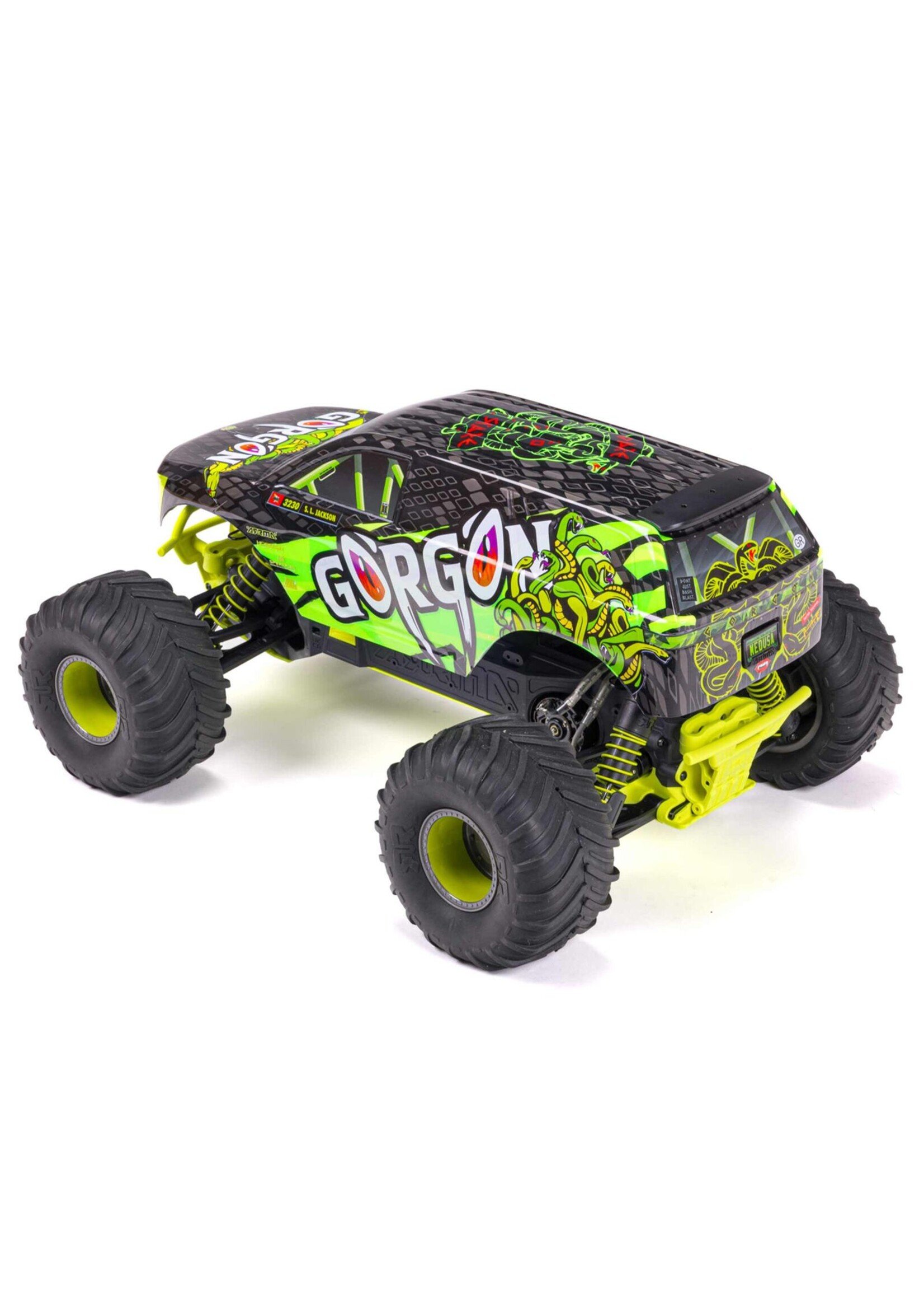 Arrma ARA3230ST1 -  1/10 GORGON 4X2 MEGA 550 Brushed Monster Truck, RTR - Yellow