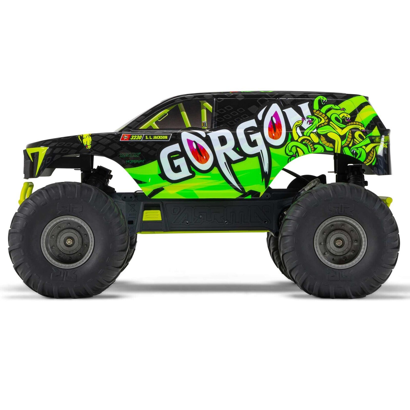Arrma ARA3230ST1 -  1/10 GORGON 4X2 MEGA 550 Brushed Monster Truck, RTR - Yellow