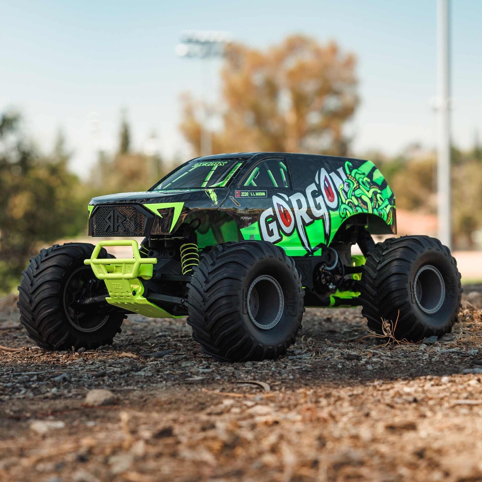 Arrma ARA3230ST1 -  1/10 GORGON 4X2 MEGA 550 Brushed Monster Truck, RTR - Yellow
