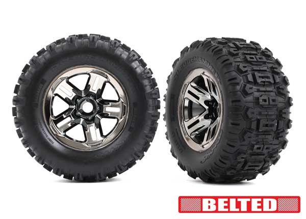 9573A - Sledgehammer Tires & Wheels, Belted - Black Chrome