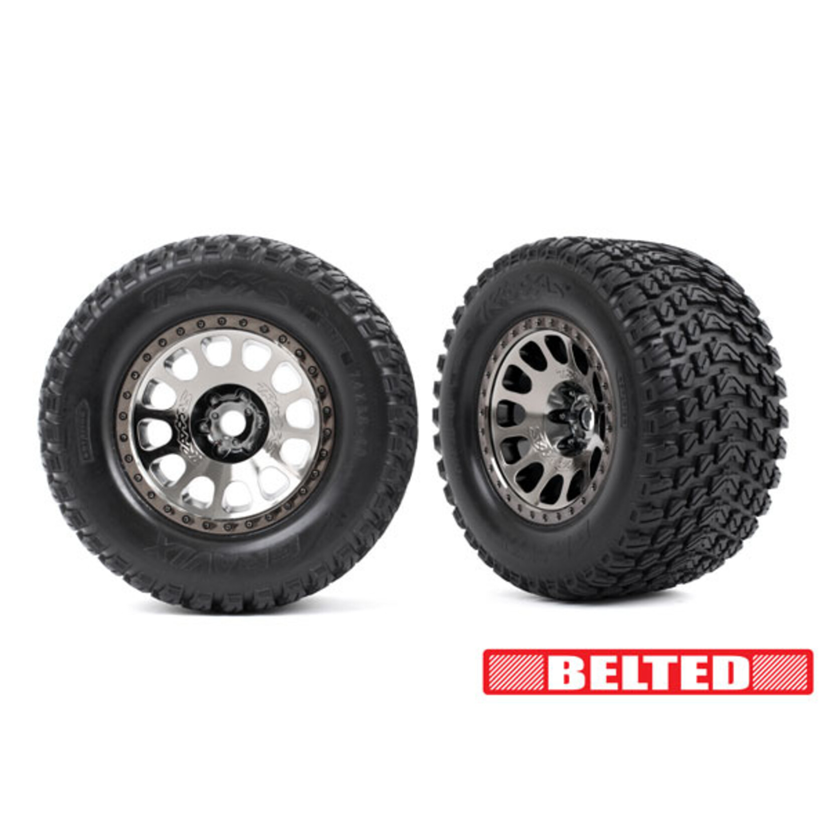 Traxxas 7862X - Gravix XRT Tires & Wheels, Belted - Black Chrome
