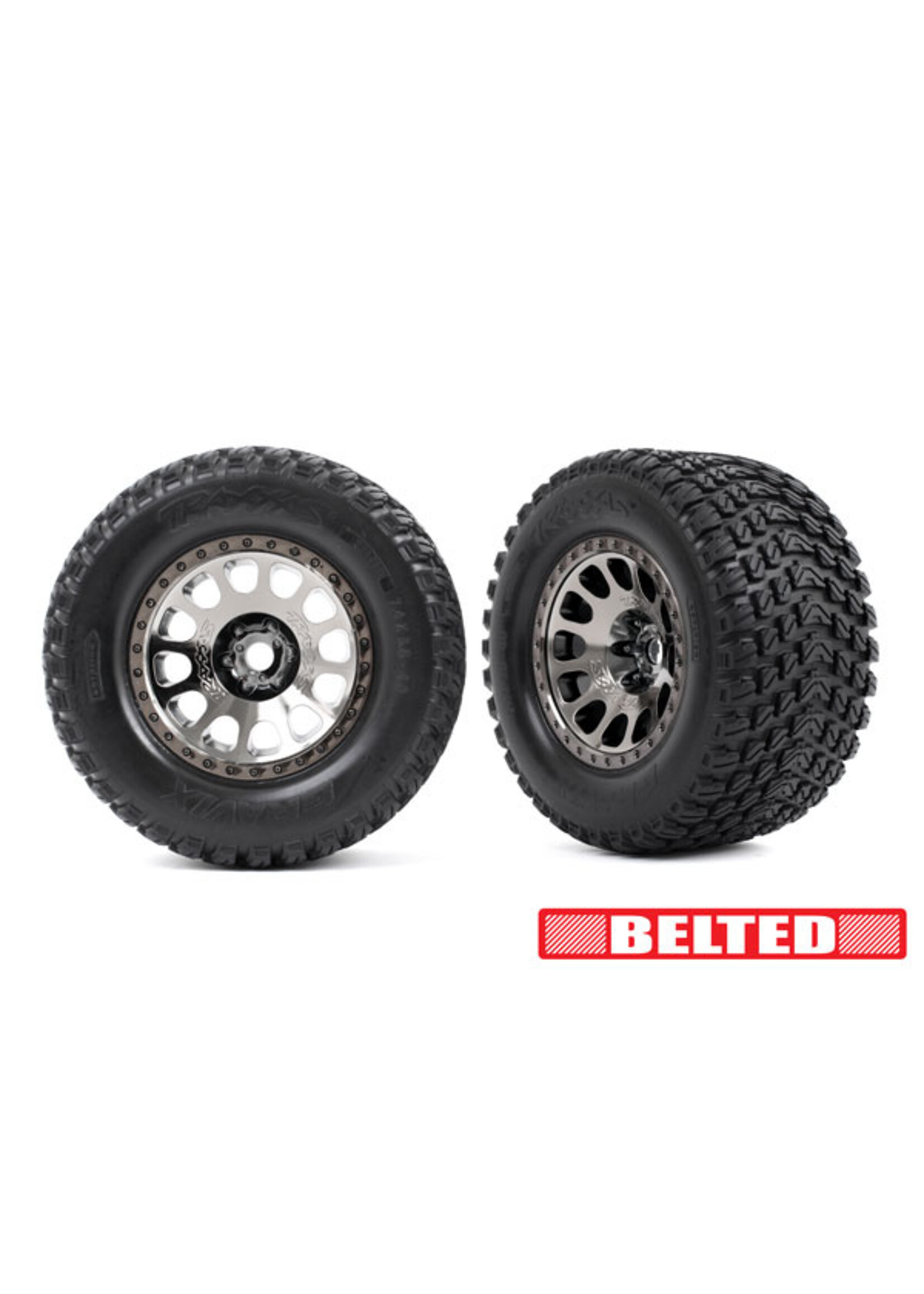 Traxxas 7862X - Gravix XRT Tires & Wheels, Belted - Black Chrome