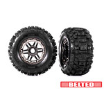 Traxxas 8979A - Sledgehammer All Terrain Tires & Wheels, Belted - Black Chrome