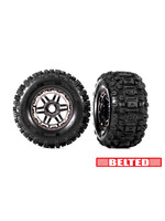 Traxxas 8979A - Sledgehammer All Terrain Tires & Wheels, Belted - Black Chrome