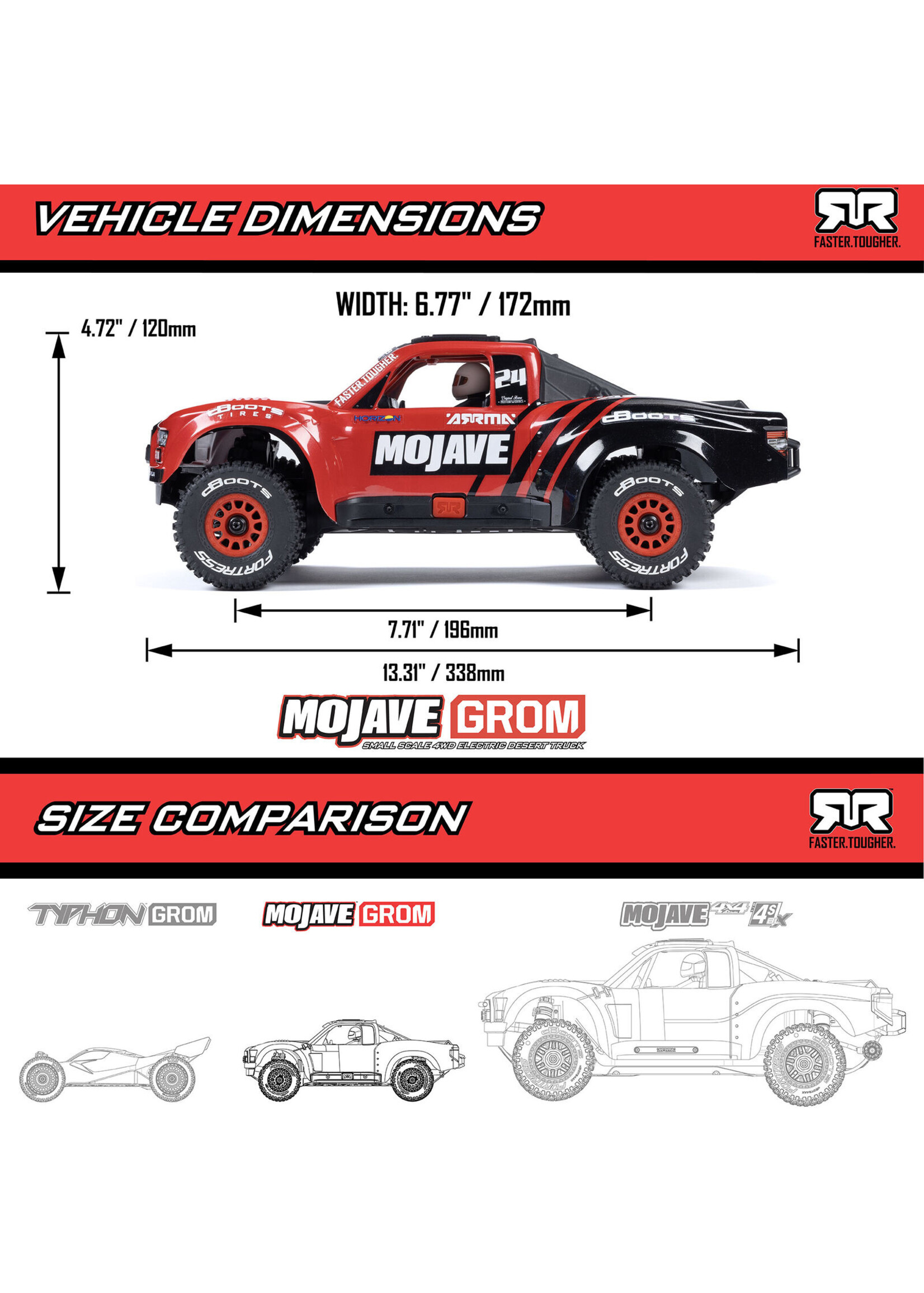 Arrma 1/18 Mojave GROM 4X4 Smart Scale Desert Truck, RTR - Blue/White