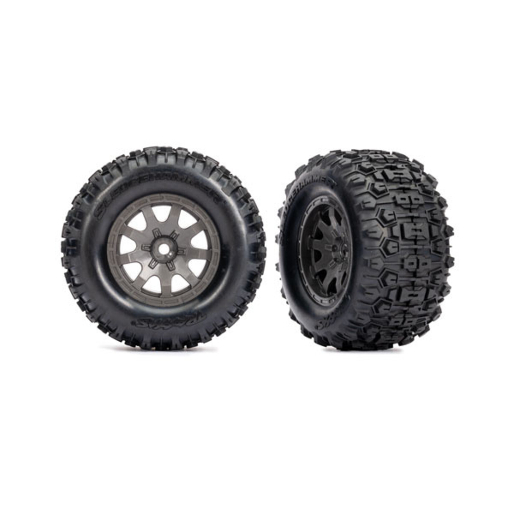 Traxxas 10771-GRAY - Mini Maxx 4" Sledgehammer Tires & Wheels Grey