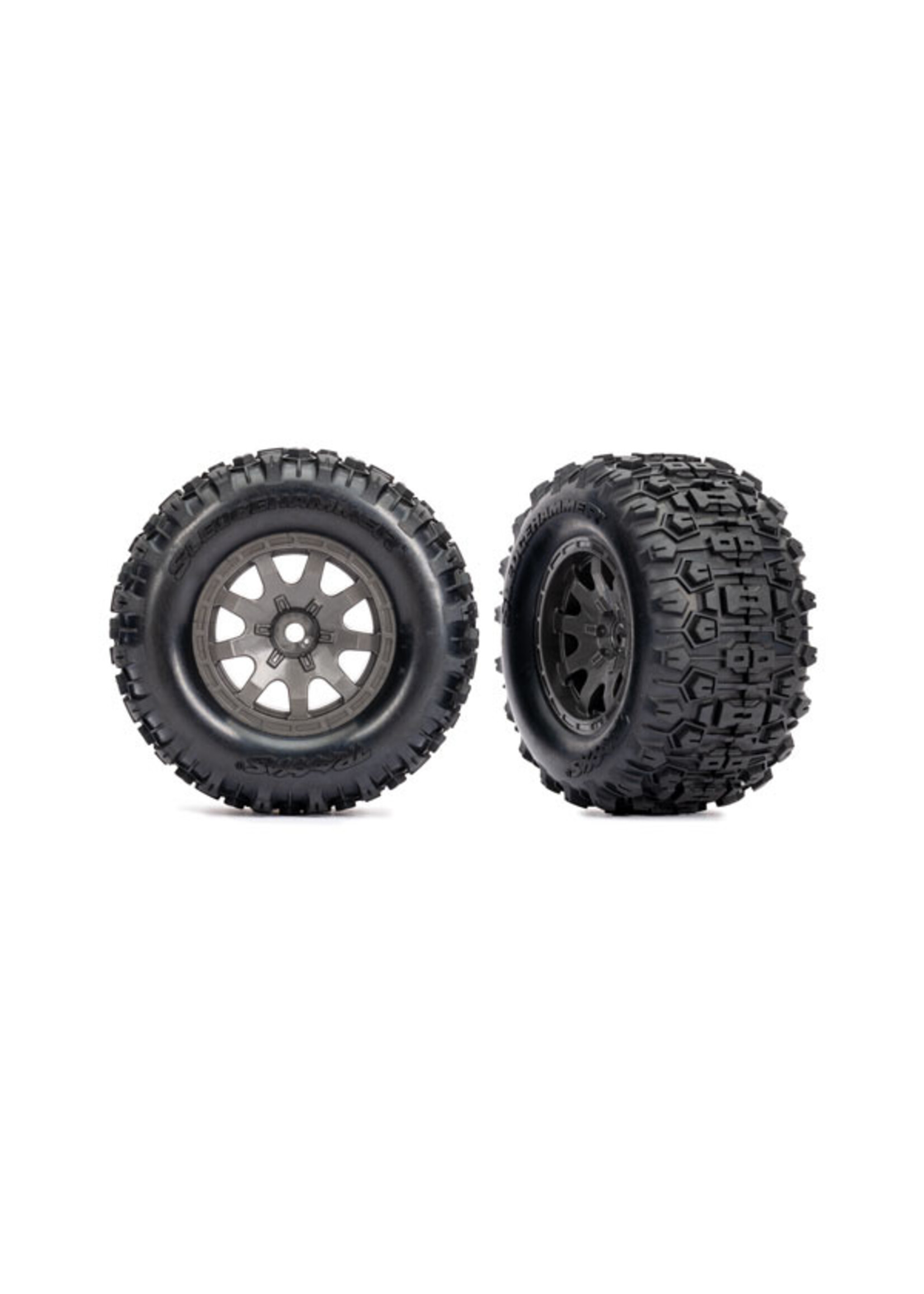 Traxxas 10771-GRAY - Mini Maxx 4" Sledgehammer Tires & Wheels Grey