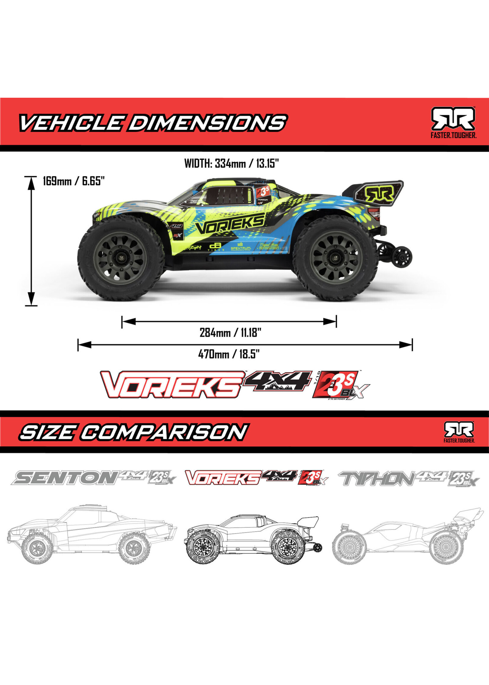 Arrma ARA4305V4T3 - 1/10 VORTEKS 223S DSC 4X4 RTR Brushless Stadium Truck - Purple