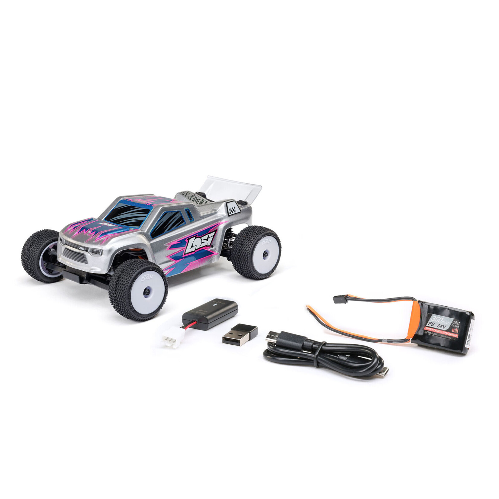 Losi LOS-1392T2 - 1/28 Micro-T 2WD RTR Stadium Truck - Silver