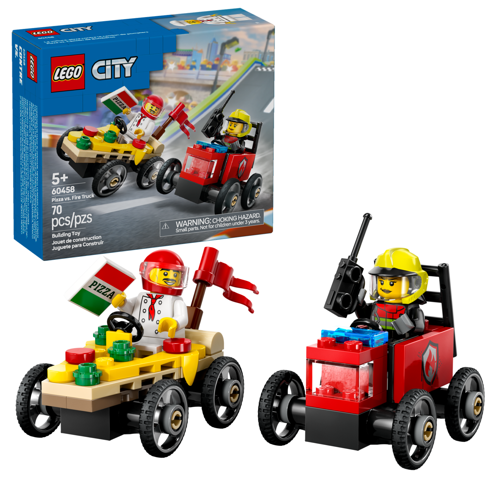 LEGO® City 60458 - Pizza vs. Fire Truck Race Car Pack