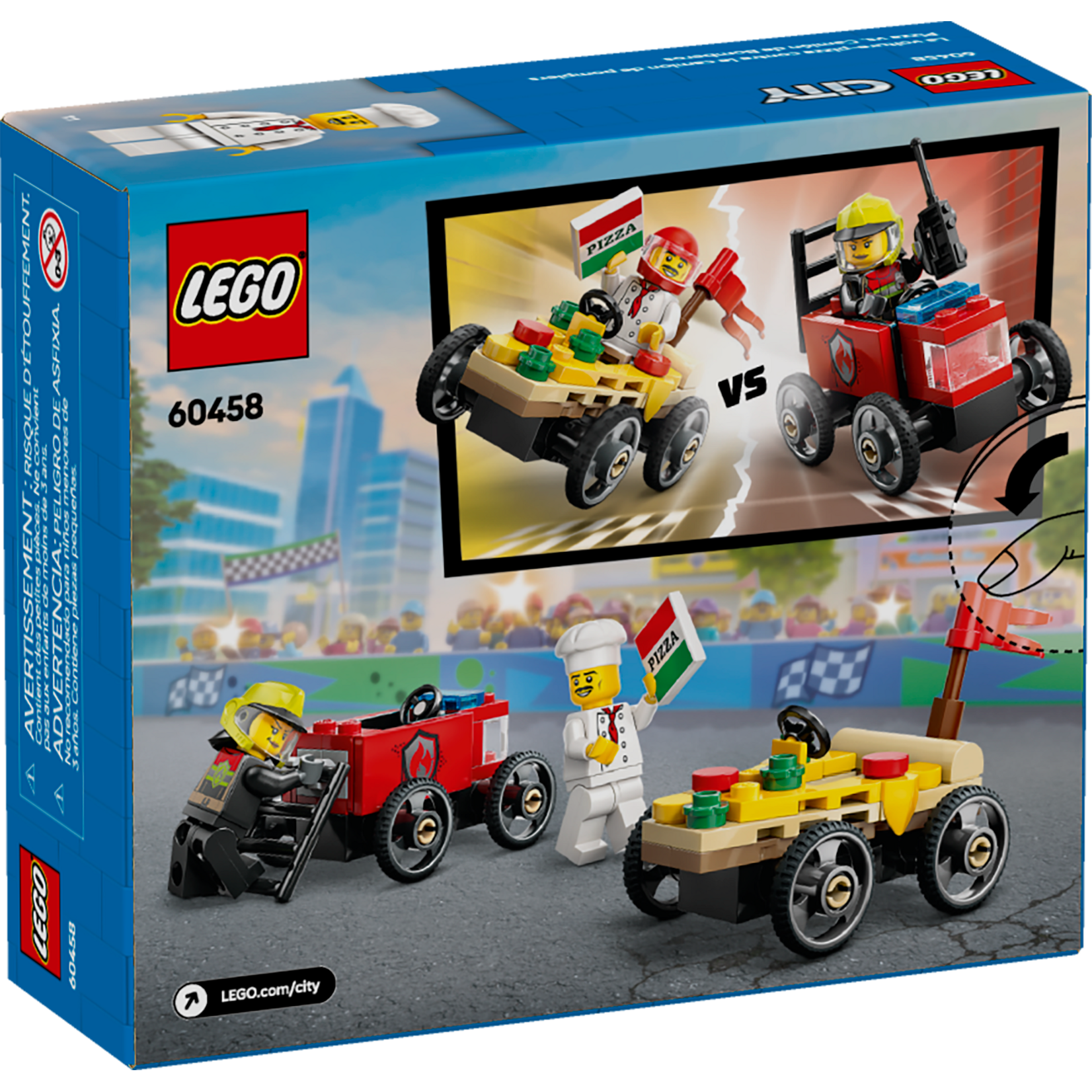 LEGO® City 60458 - Pizza vs. Fire Truck Race Car Pack