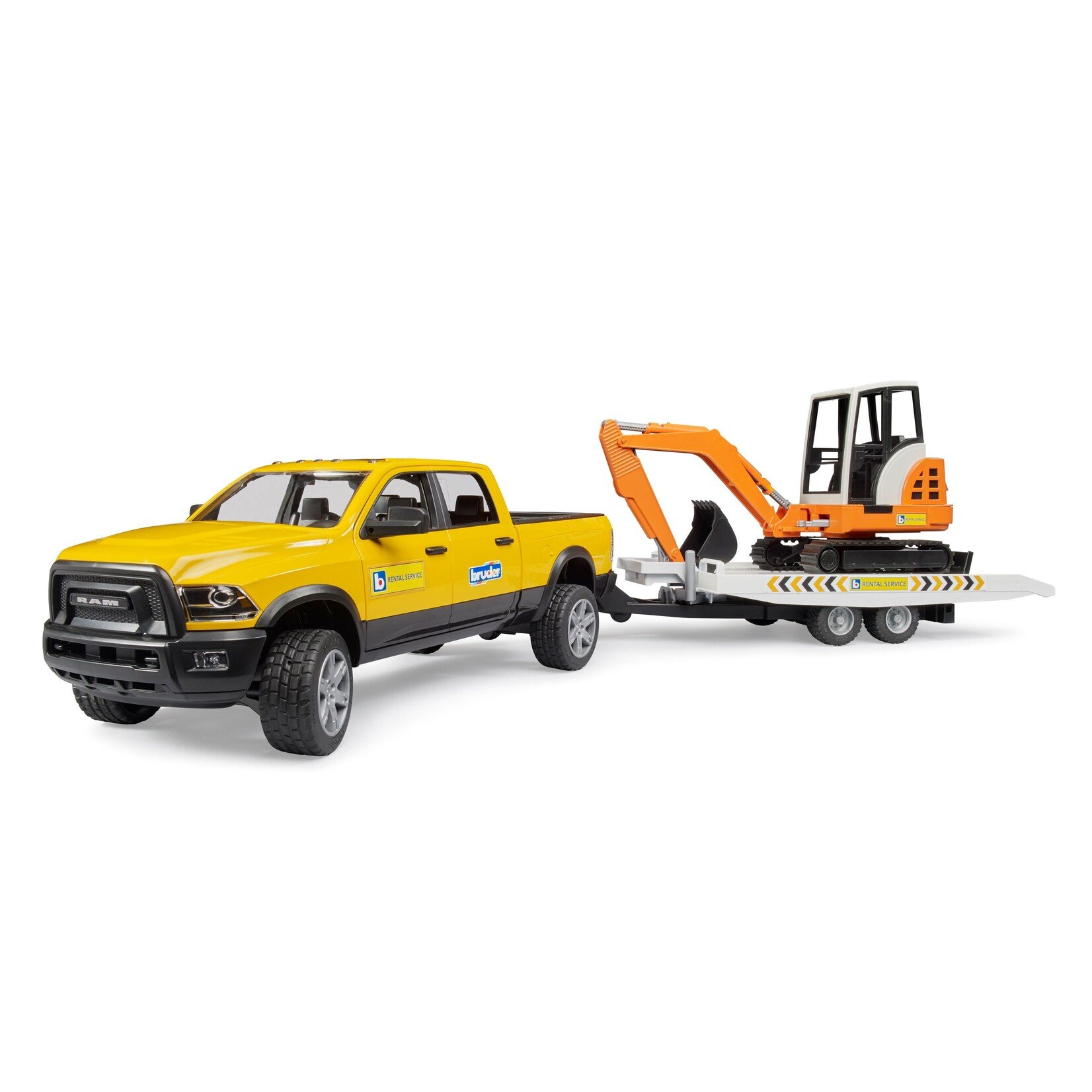 Bruder Toys  02546 - Ram Rental Service Pick-up With Trailer & Mini Excavator