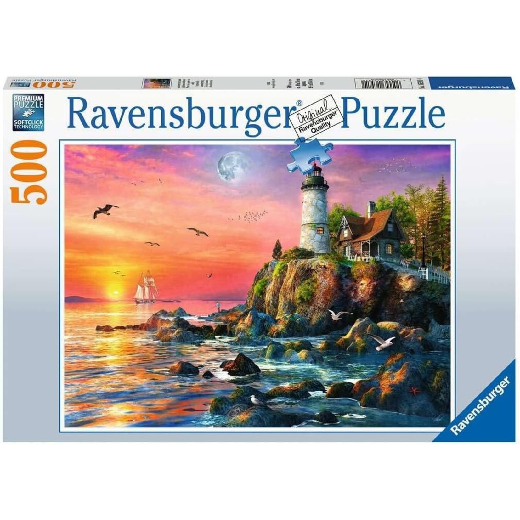 Ravensburger Lighthouse at Sunset - 500 Piece Puzzle