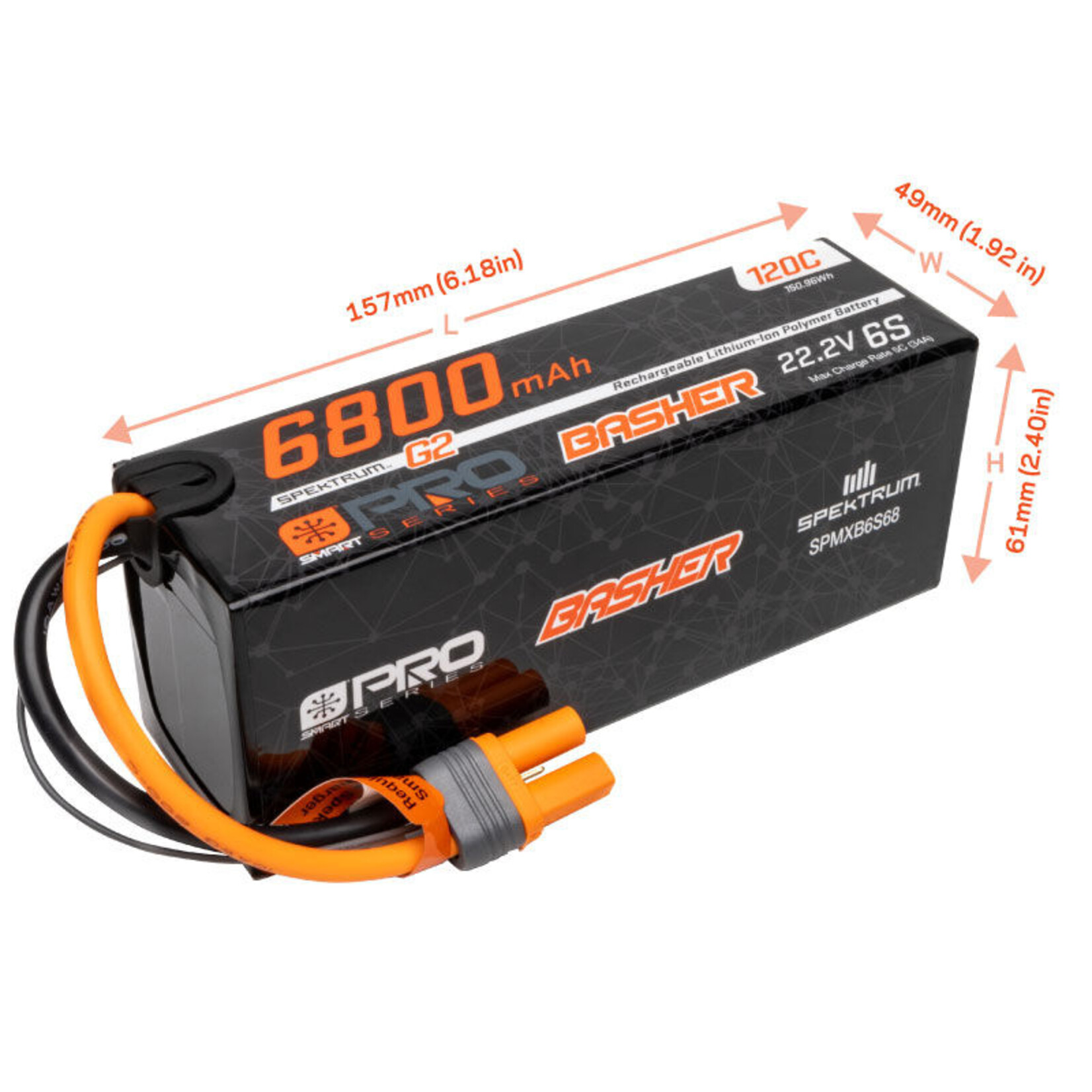 Spektrum SPMXB6S68 22.2V 6800mAh 6S 120C Smart G2 Pro Basher LiPo IC5