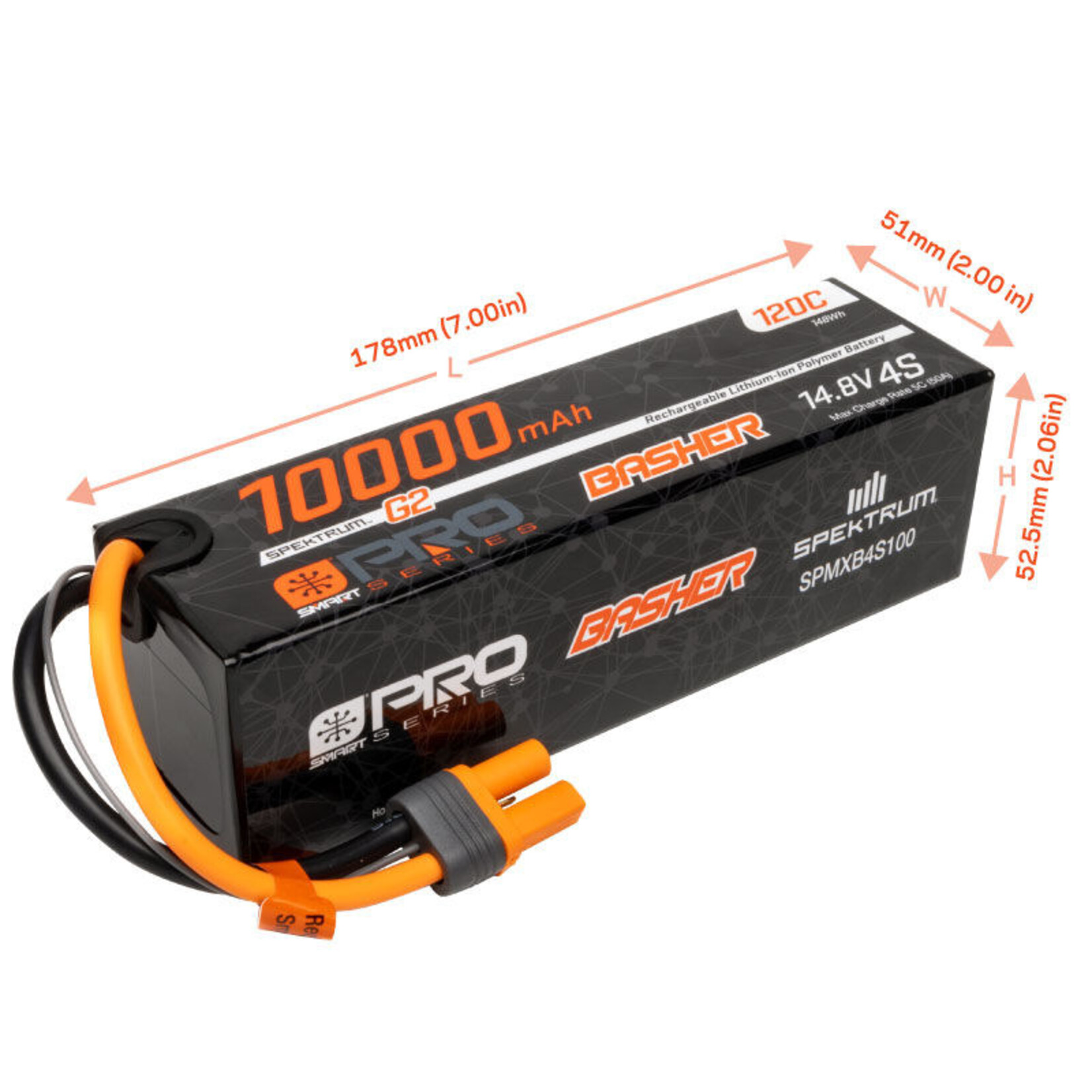 Spektrum SPMXB4S100 14.8V 10000mAh 4S 120C Smart G2 Pro Basher LiPo IC5