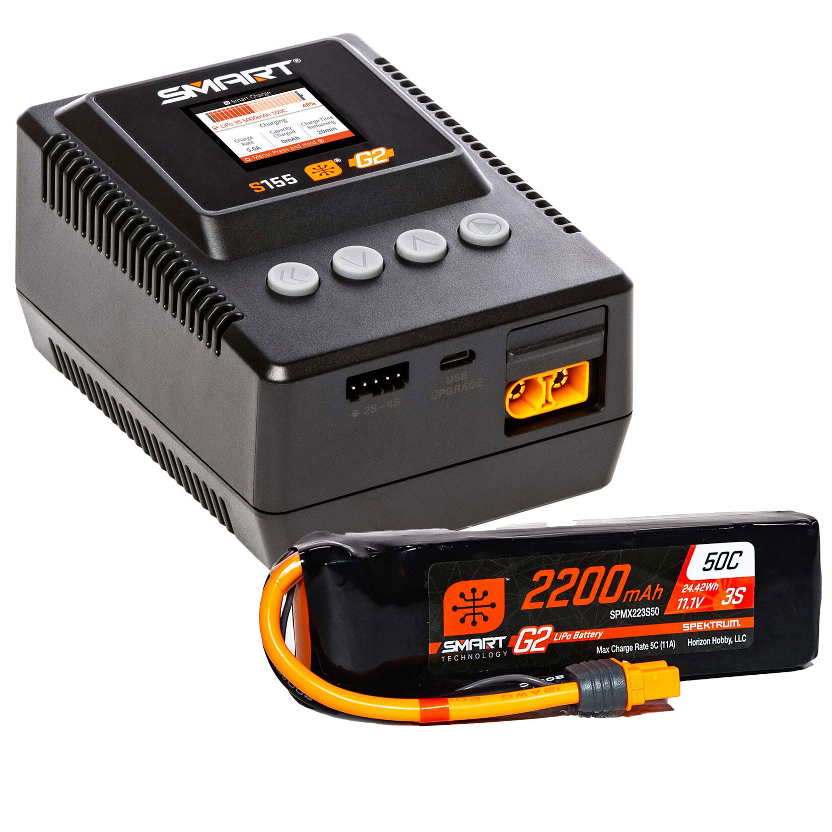 Spektrum SPMXPSA400 Smart Powerstage Air Bundle: G2 2200mAh 3S LiPo IC3 & S155 Charger