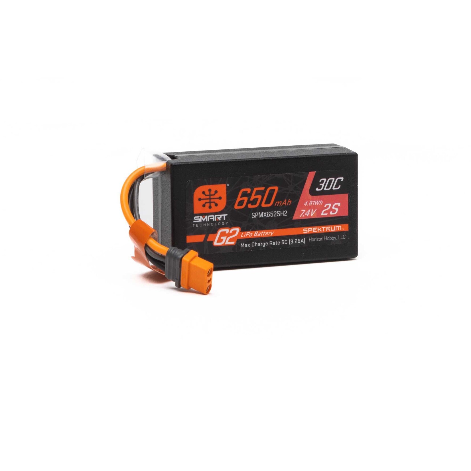 Spektrum SPMX652SH2 7.4V 650mAh 2S Smart G2 Hard Case 30C LiPo IC2