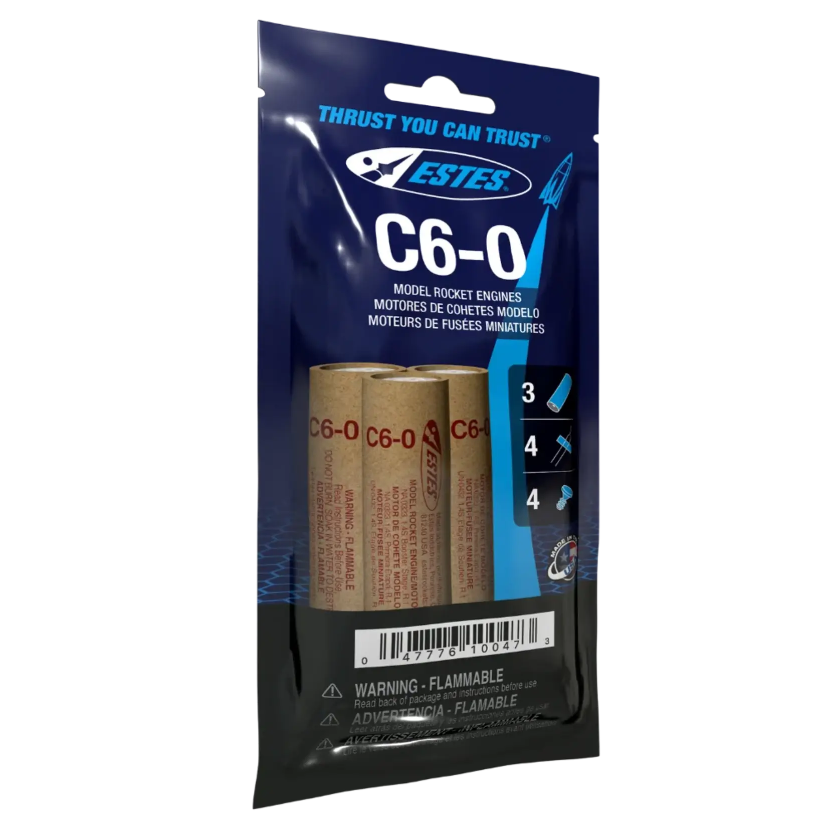 Estes C6-0 Standard Model Rocket Engine (3) - 10047