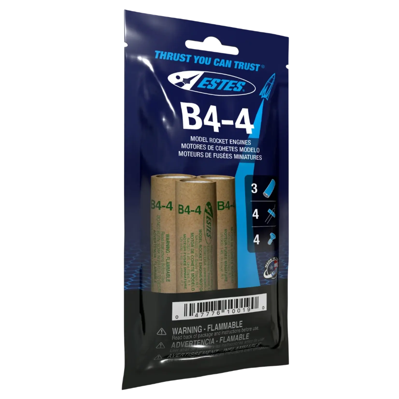Estes B4-4 Standard Model Rocket Engine (3) - 10019