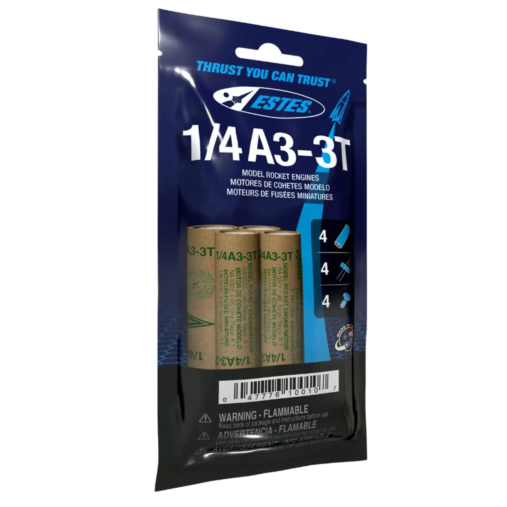 Estes 1/4A3-3T Mini Model Rocket Engine (4) - 10010