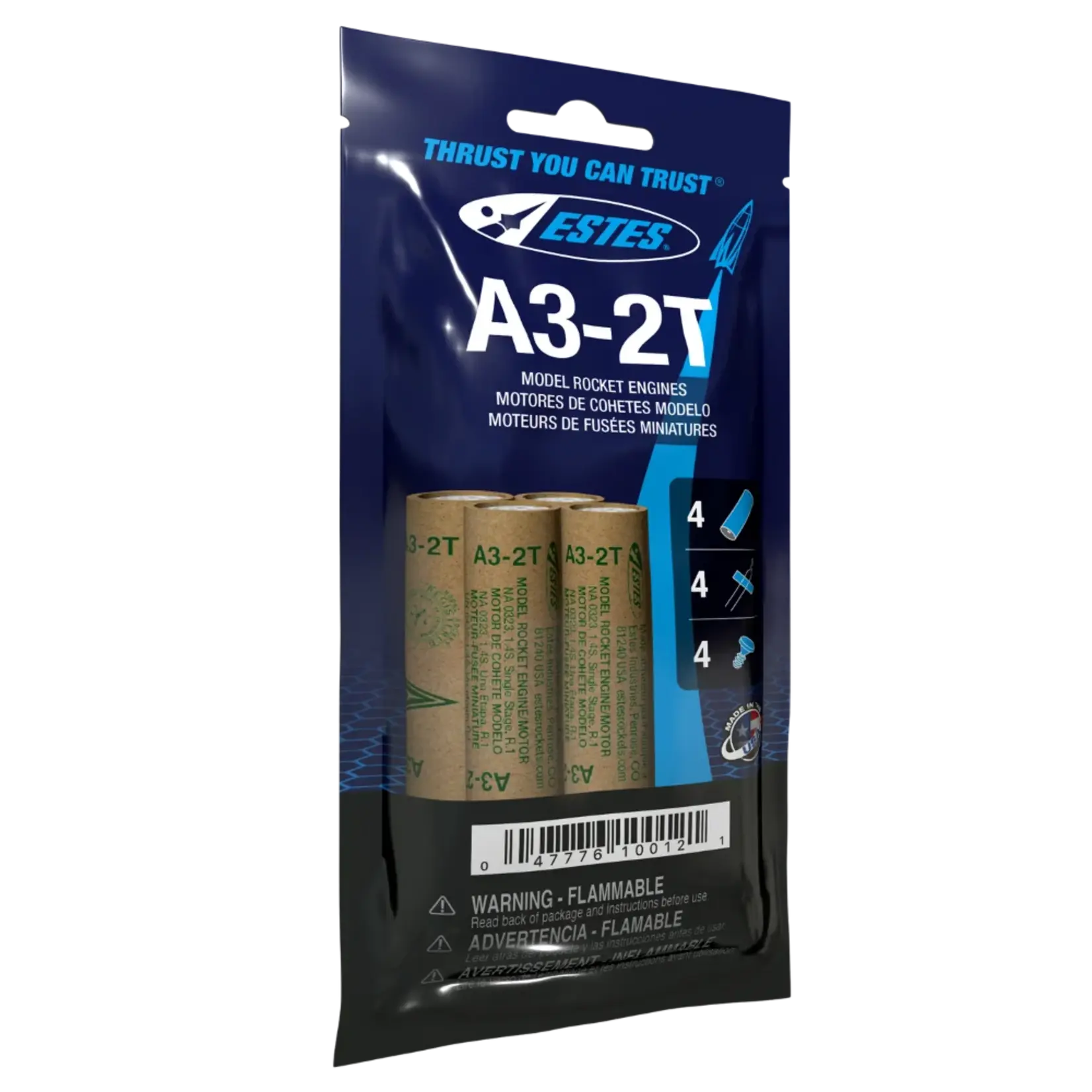 Estes A3-2T Mini Model Rocket Engine (4) - 10012