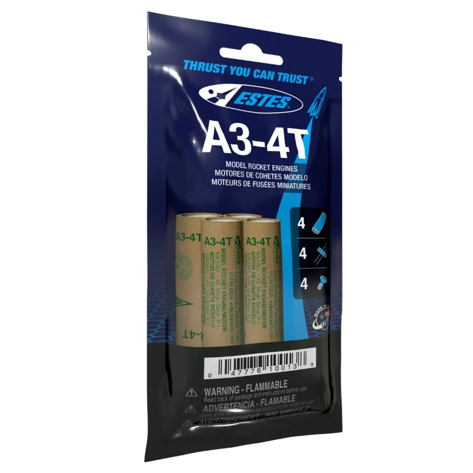 Estes A3-4T Mini Model Rocket Engine (4) - 10013