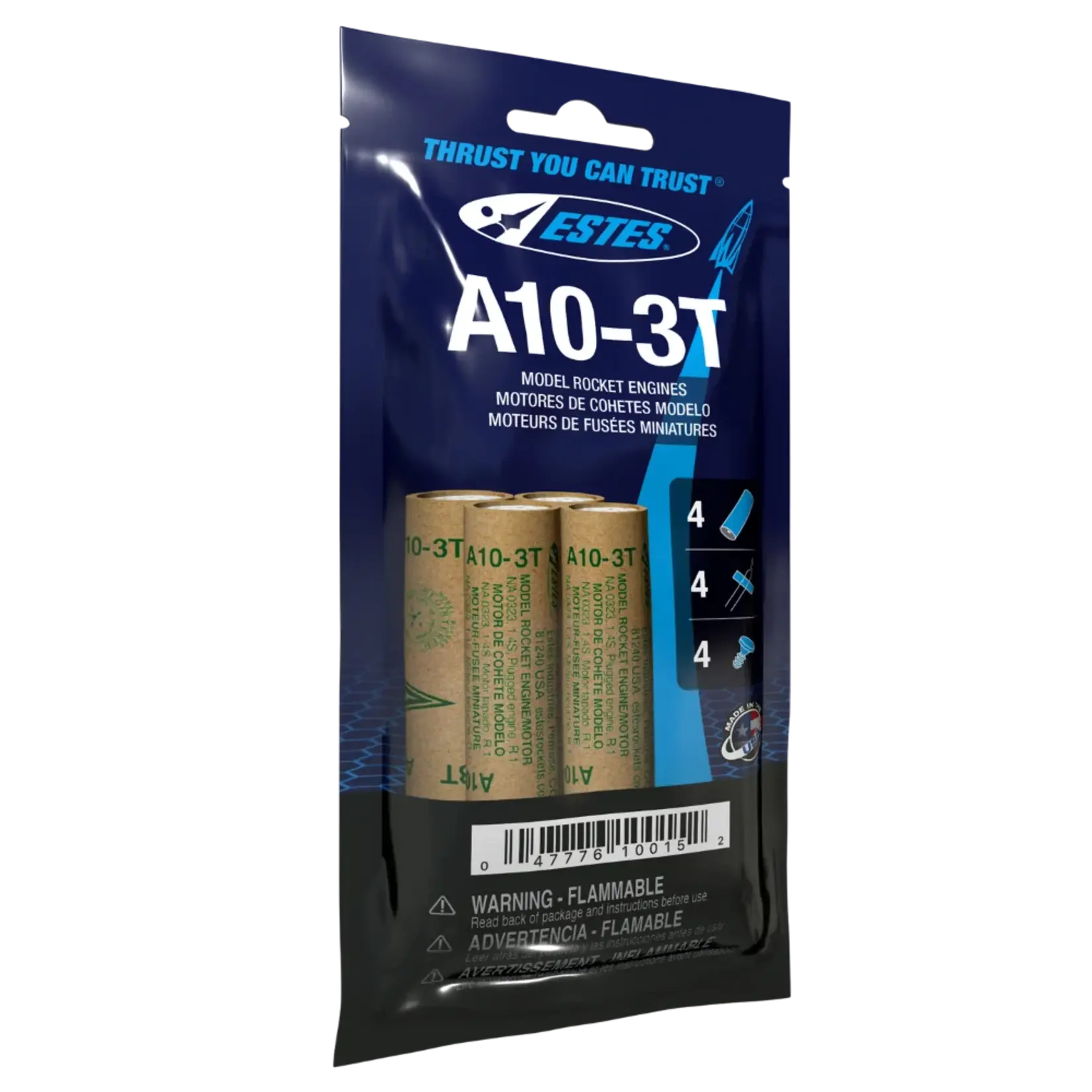 Estes A10-3T Mini Model Rocket Engine (4) - 10015