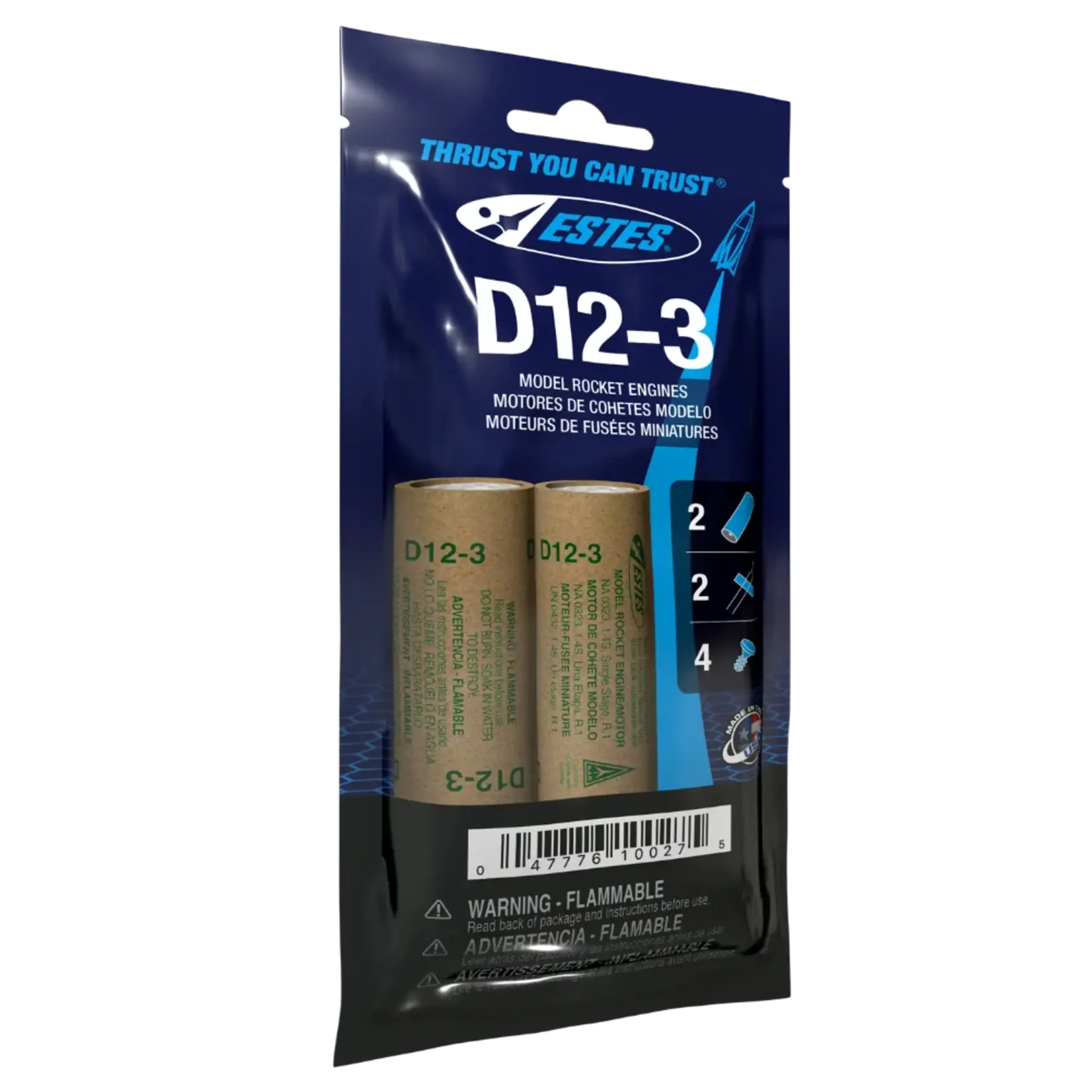Estes D12-3 Model Rocket Engine (2) - 10027