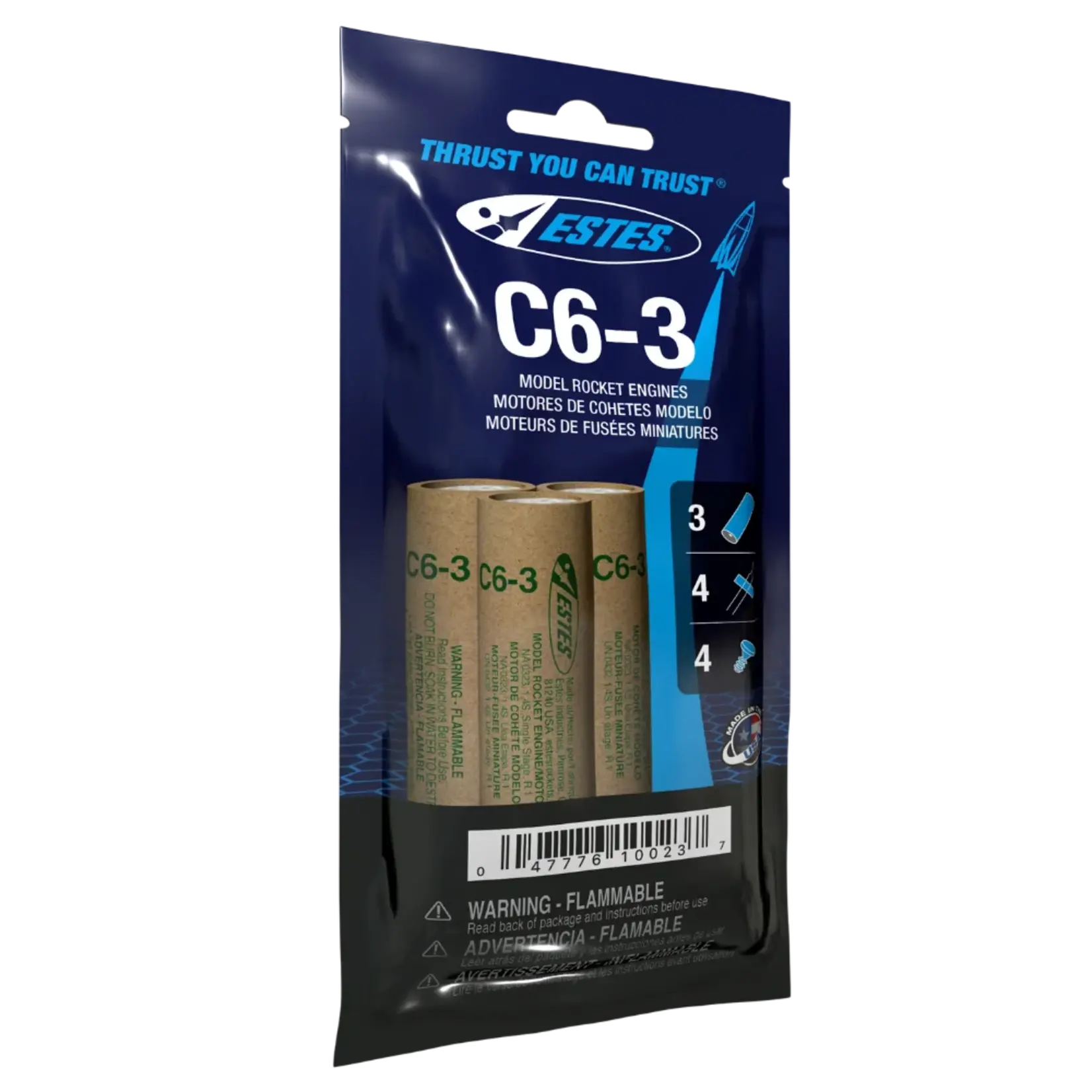 Estes C6-3 Standard Model Rocket Engine (3) - 10023