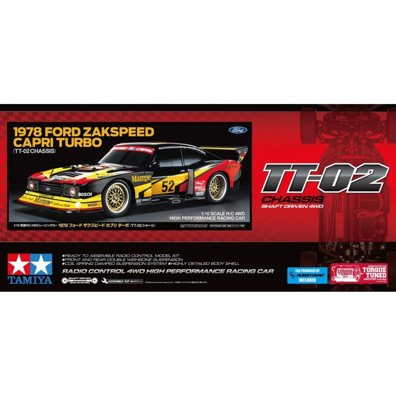 Tamiya 47526- 1/10 1978 Ford Zakspeed Capri Turbo 4WD TT02