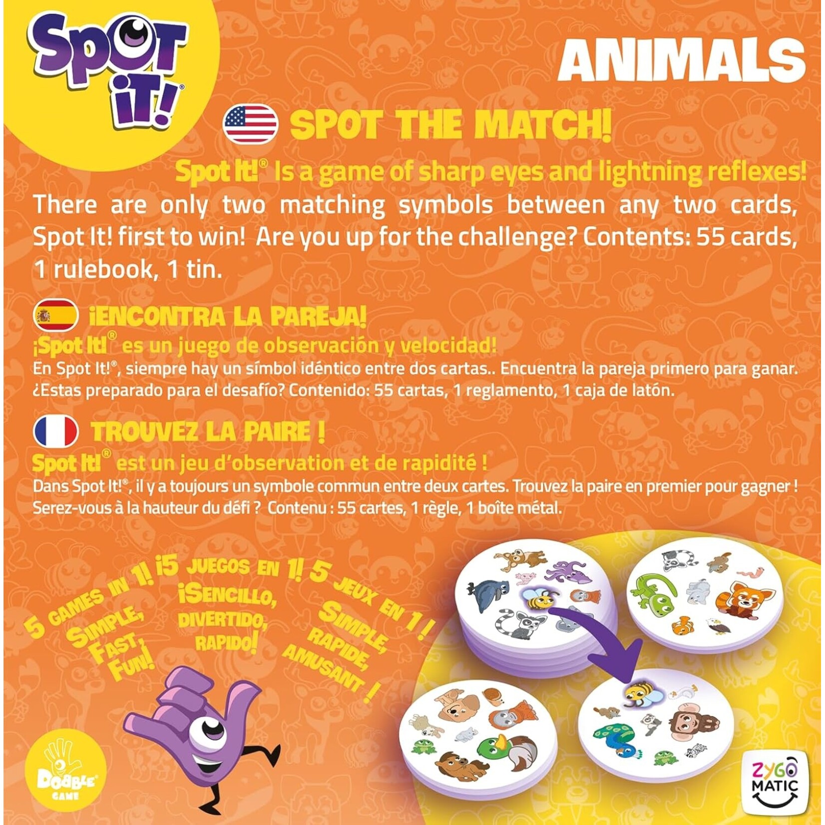 Asmodee Spot It! Animals (Eco Sleeve)