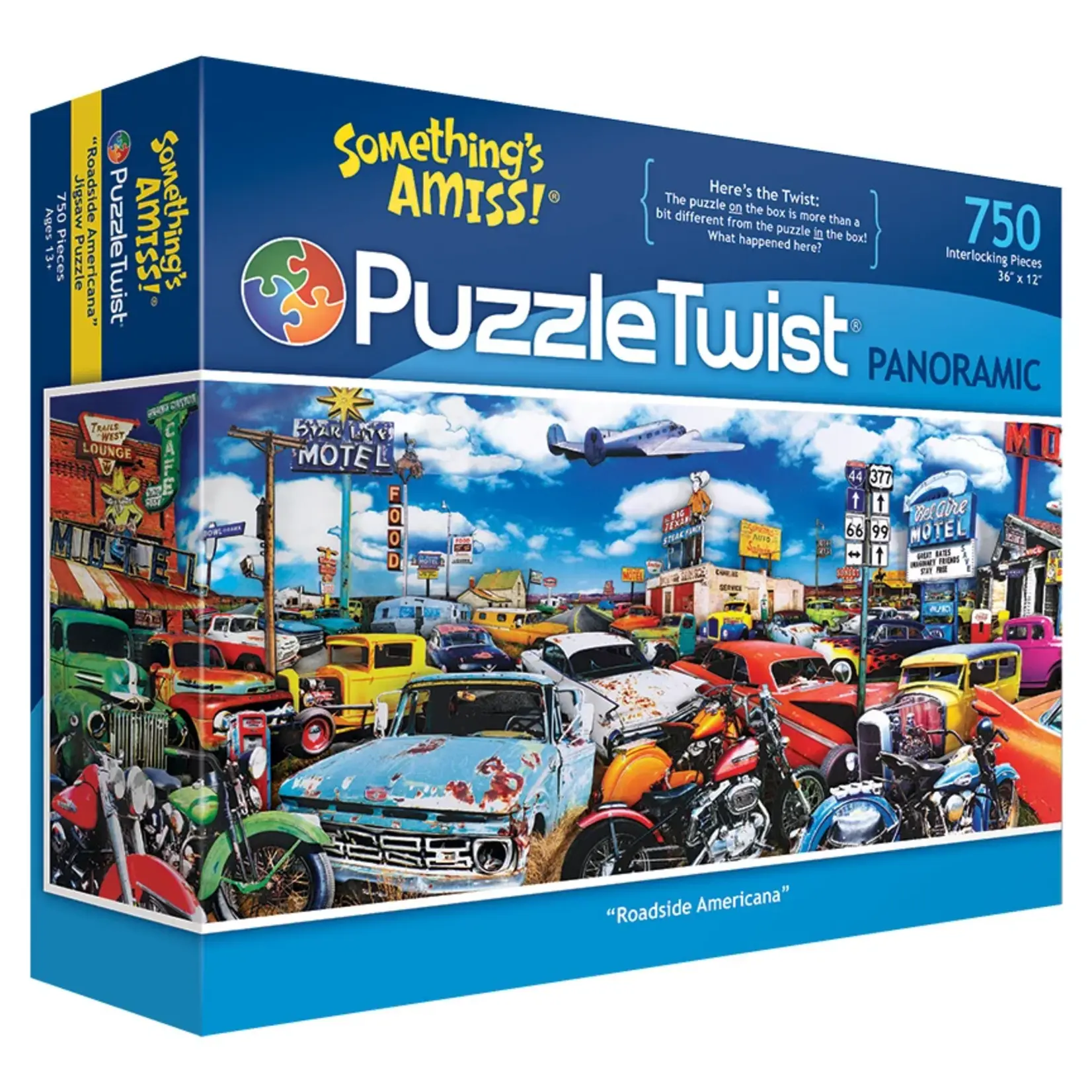 Puzzle Twist Roadside Americana - 750 Piece Panoramic Puzzle