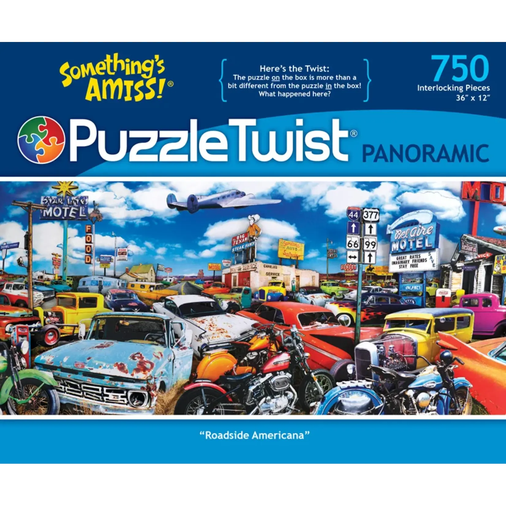 Puzzle Twist Roadside Americana - 750 Piece Panoramic Puzzle