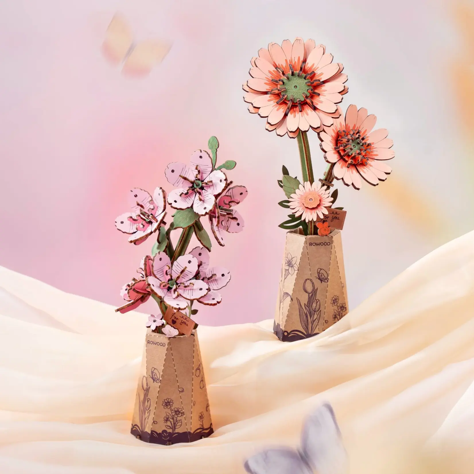 Hands Craft Flower - Orange Gerbera Daisy