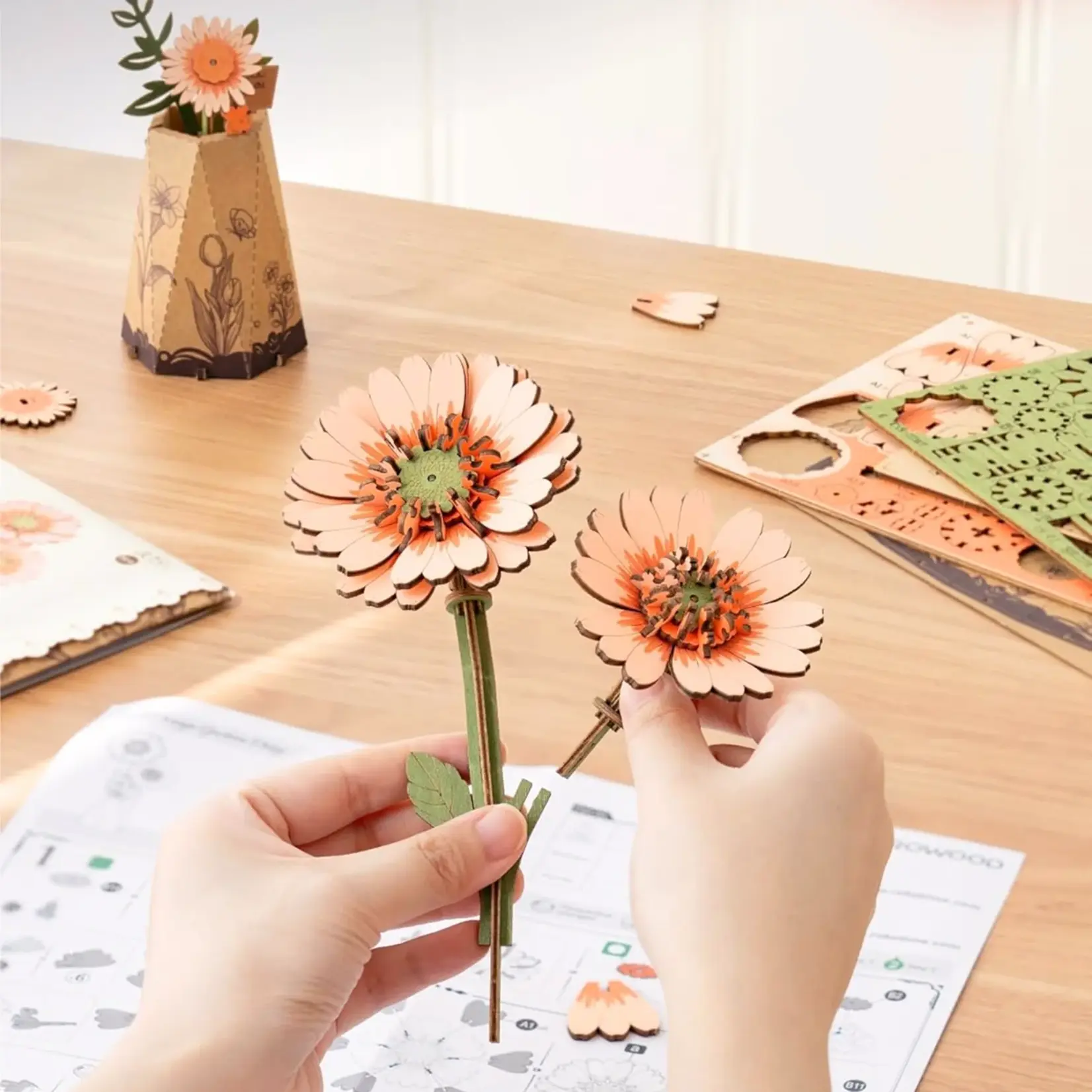 Hands Craft Flower - Orange Gerbera Daisy