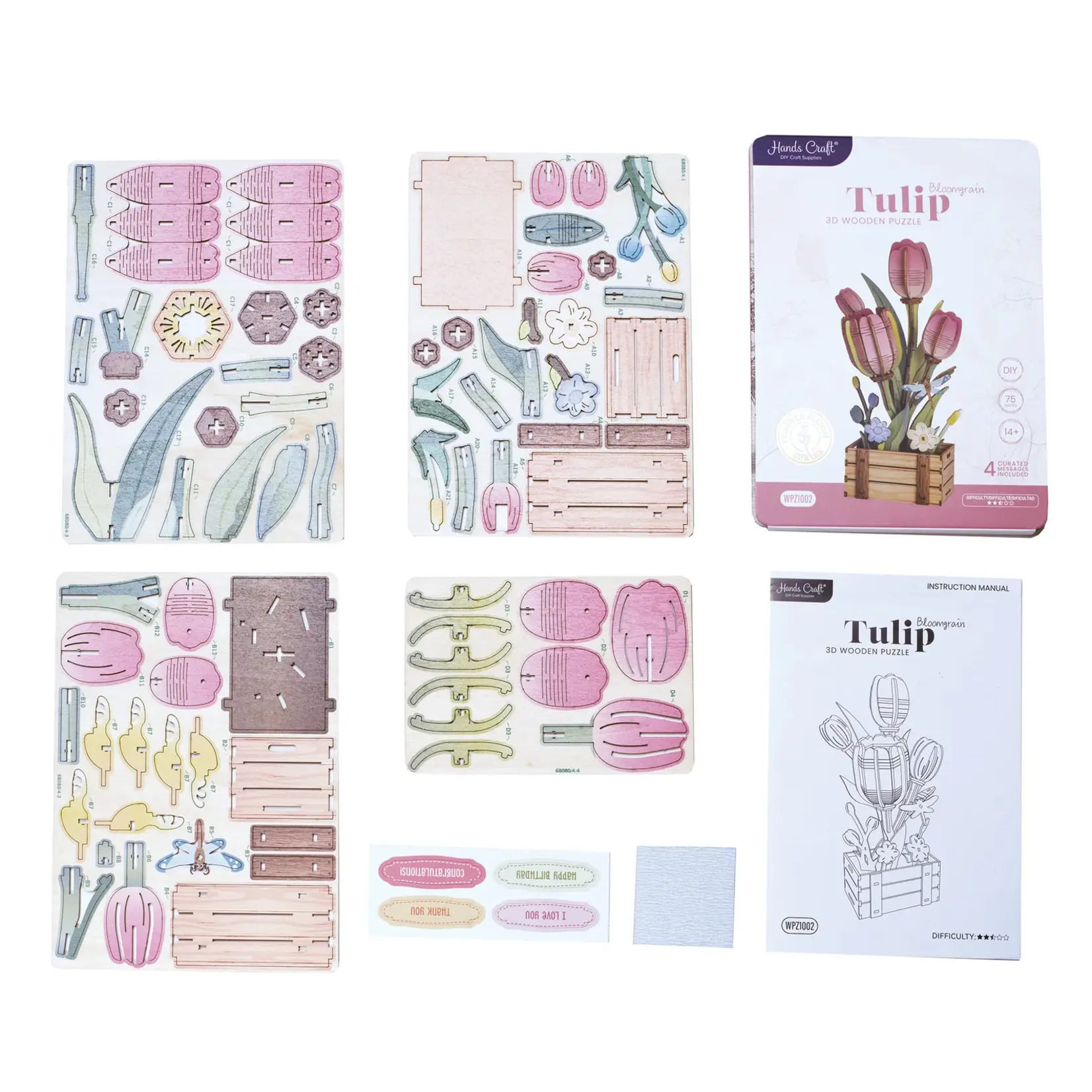 Hands Craft Pink Tulip Bloom Set